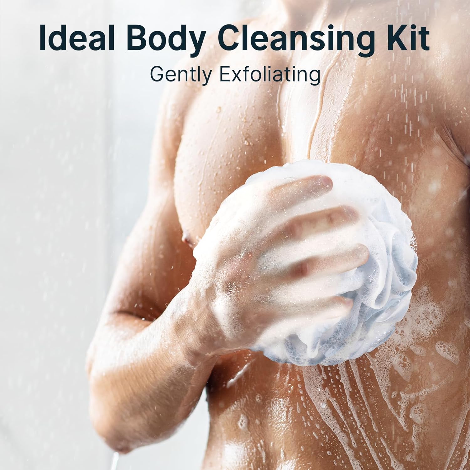 AmazerBath Loofah Sponge, Shower Loofah for Men and Women - Body Scrubber Loofa Set of 3 Classic Black & White Edge, Bath Sponge 60g/PCS