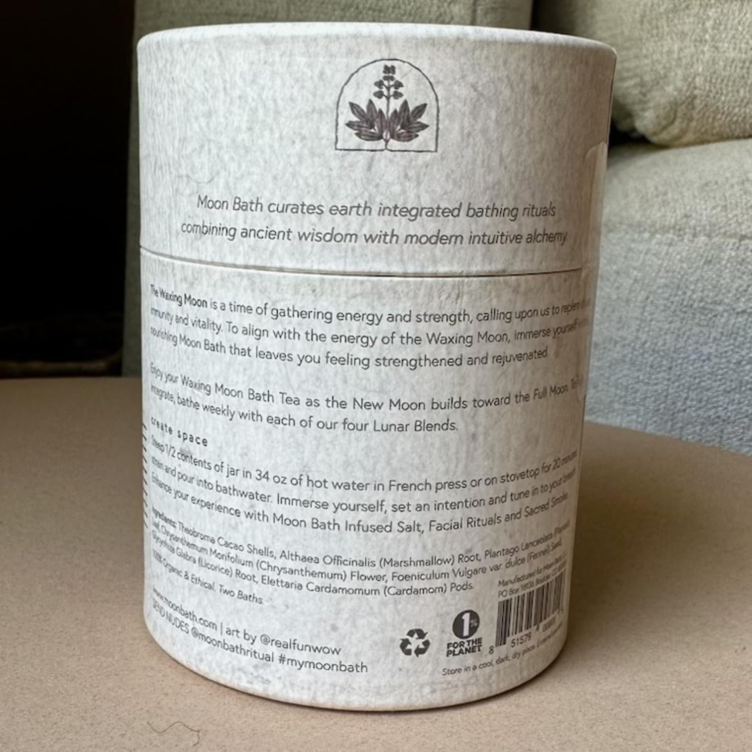 Moon Bath Botanical Bath Tea | New Moon Herbal Ayurvedic Bath Tea Soak w/Lavender, Jasmine & Chamomile for 2 Baths & Organic Body Care for Lunar Alignment | Made in USA