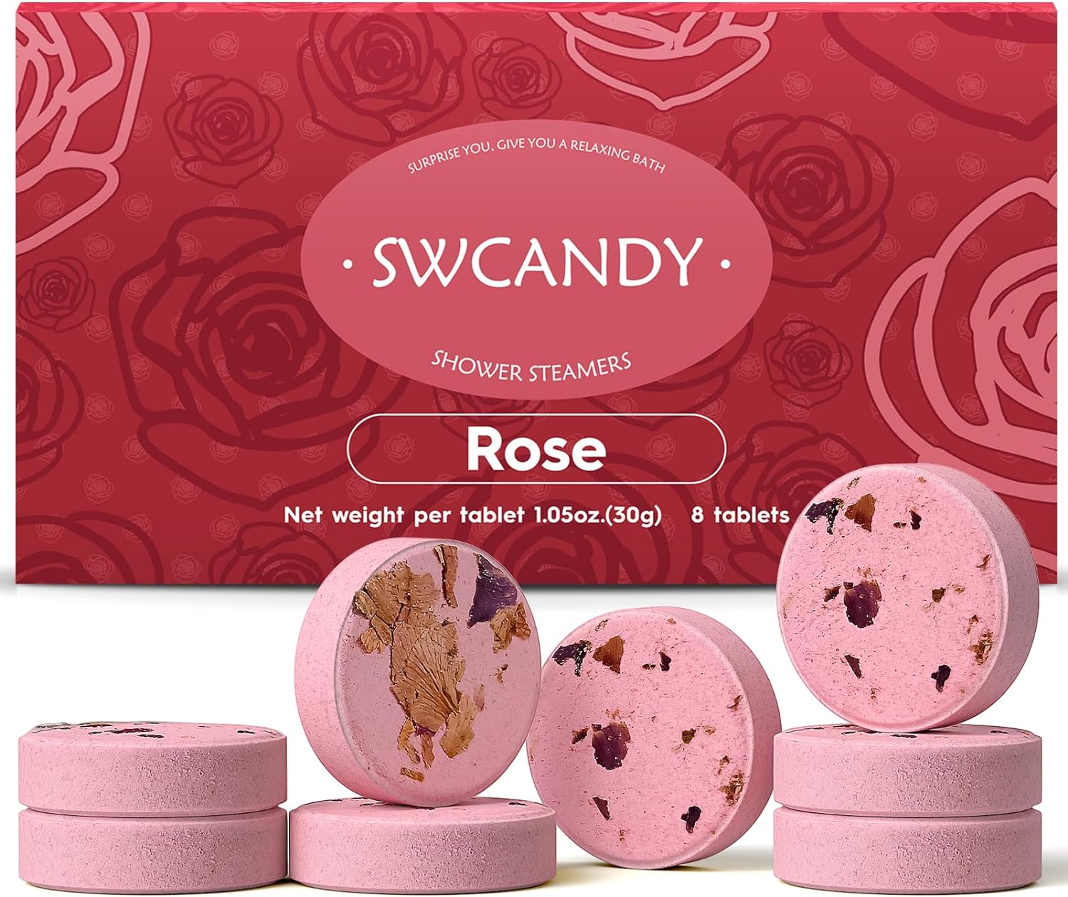 Aromatherapy Shower Steamers Valentines Day Gifts for her - Swcandy 8 Pcs Bath Bombs Valentine's Day Gifts for Women, Shower Bombs Self Care with Essential Oils, Relaxation Home SPA Lavender