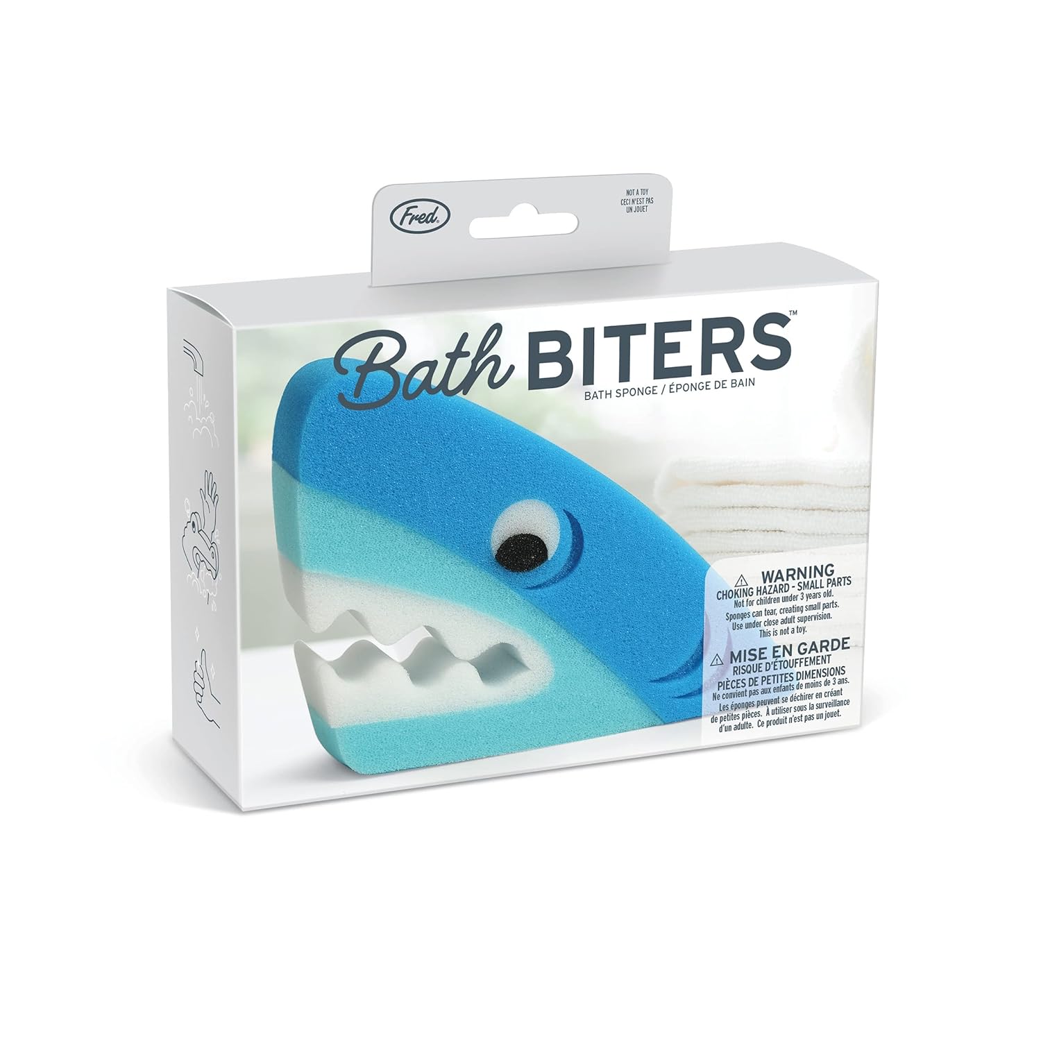 Genuine Fred Bath Biters, Children's Bath Sponge, Shark - Large & Absorbent - Gentle on Skin - Adds Fun to Bathtime or Water Table - Great Gift for Kids & Toddlers