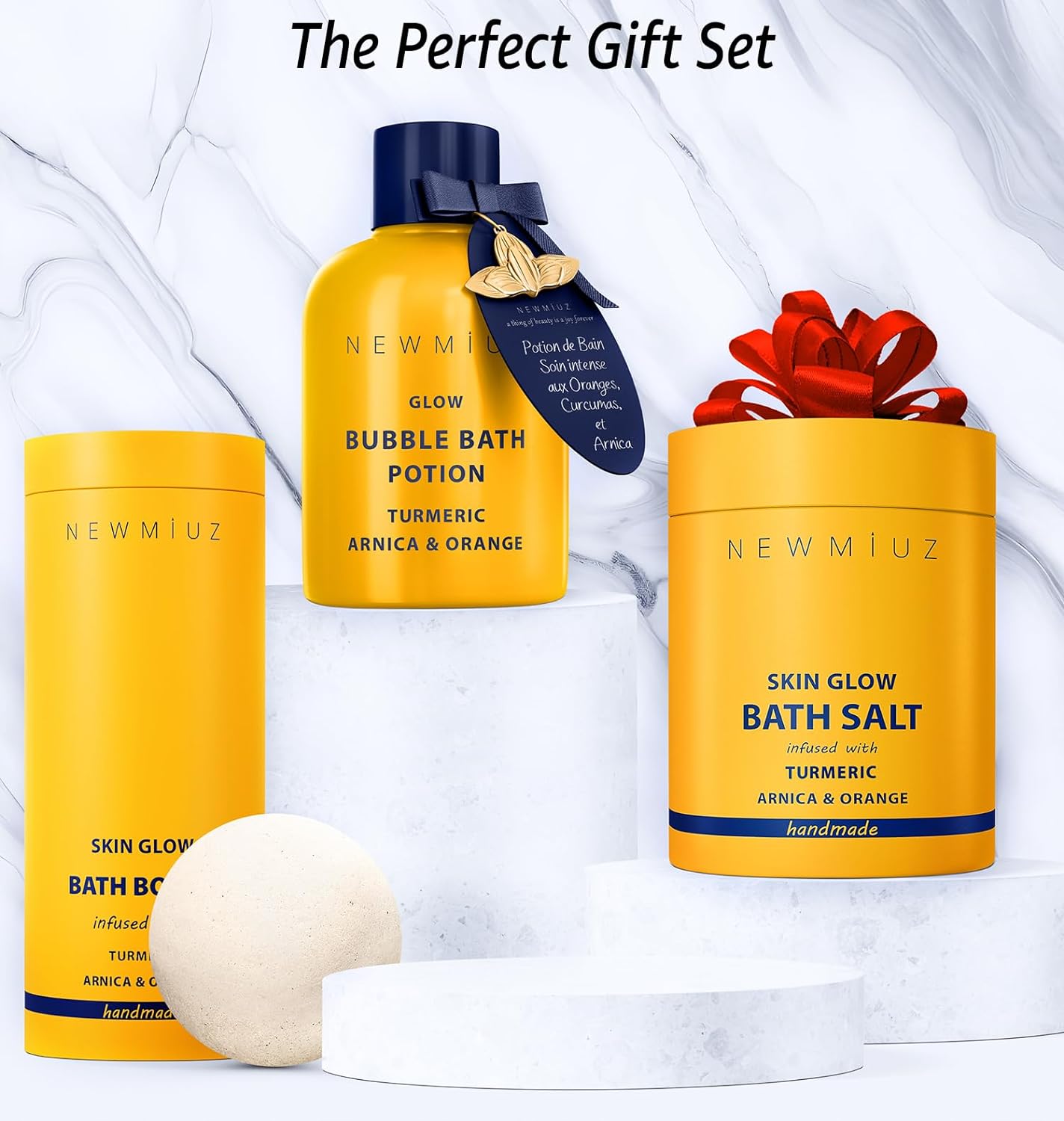 Nutritious Bubble Bath - Luxury Long Lasting Natural Bubble Foaming - Turmeric Orange Arnica Essential Oil - Skin Healing Moisturizing Relaxing & Stress Relief Self-Care Spa Gift for Christmas