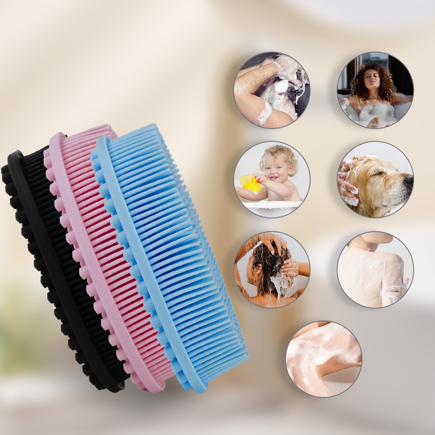 Silicone Body Scrubber, Silicone Loofah, Body Wash Scrubber, Body Scrub Brush, Body Scrubbers for Use in Shower, Silicone Loofah Body Scrubber, Exfoliating Body Scrubber Mens Women, Gifts for Mens