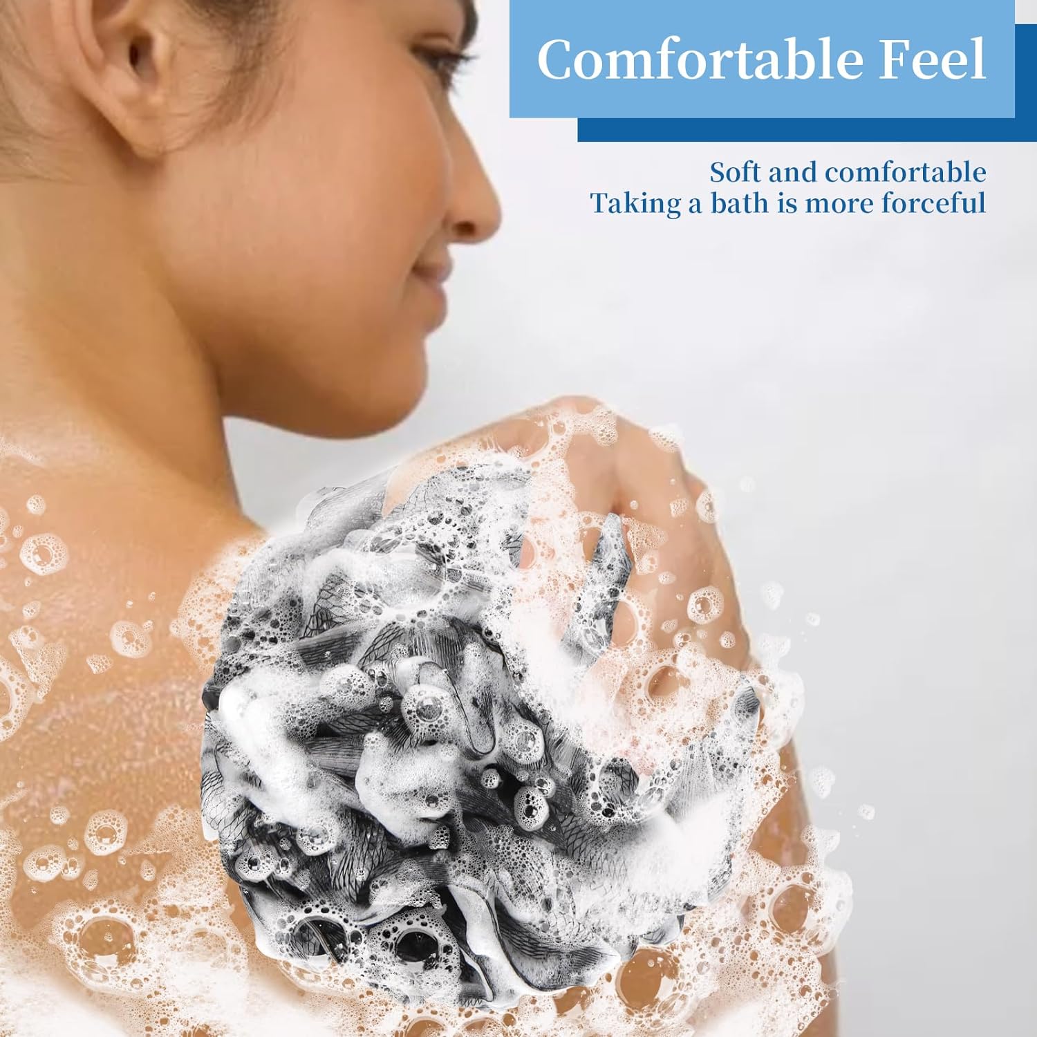 FARMOGA Bath Loofah Sponge Back Scrubber Shower Sponge Soft Mesh Exfoliator Pouf Shower Ball Bath Sponges for Women and Men Bath Accessories (4Pcs 50g Multi Colour)