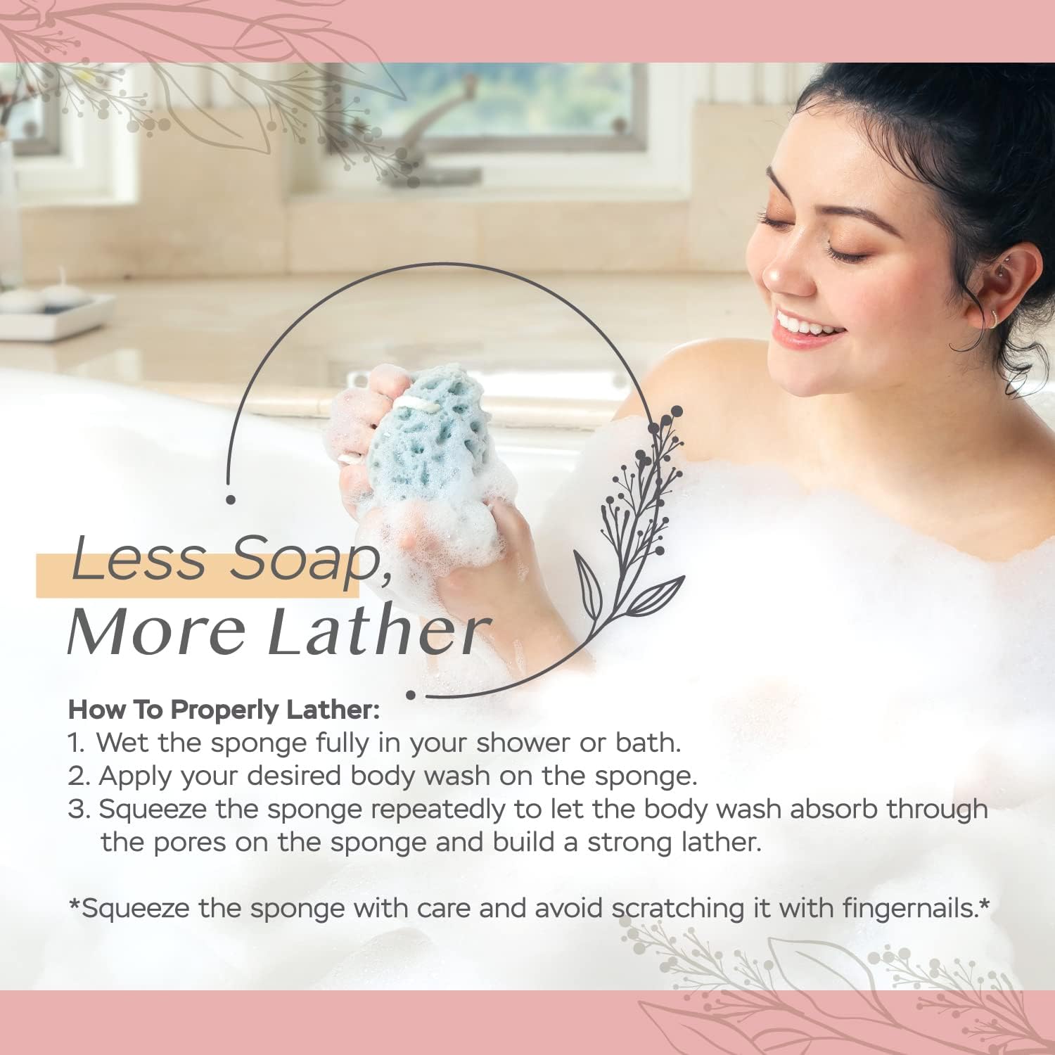 Spongentle Deep Cleansing Body Loofah Sponge, Natural Colors, for Bath and Shower, Multiple Textures for Gentle and Deep Exfoliation, Generous and Rich Lather, (Pack of 3)