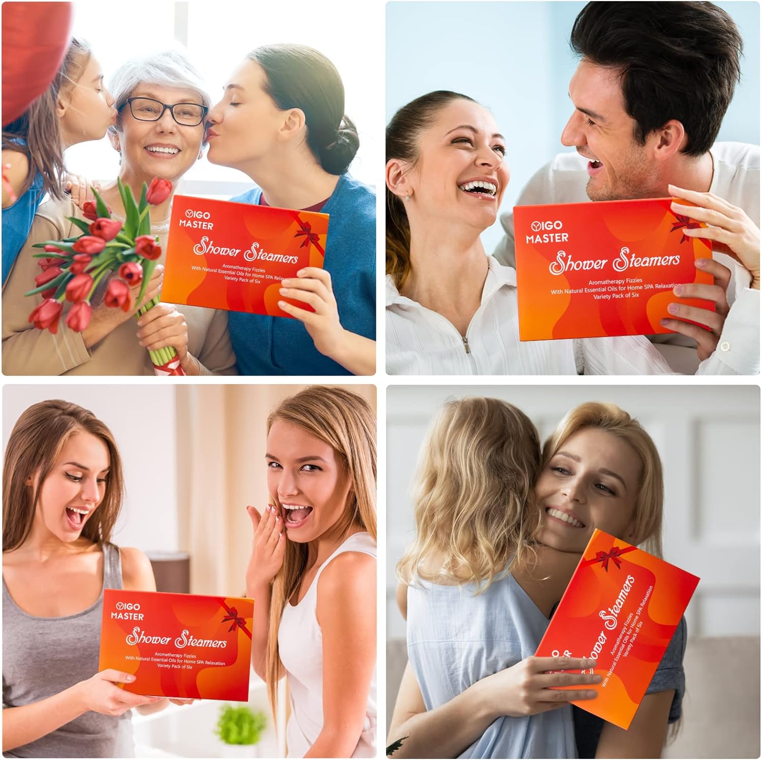 Shower Steamers Shower Bombs Aromatherapy Set of 6, SPA Gifts. Perfect Gifts for Birthday, Mother's Day, Valentine's Day, Easter Day