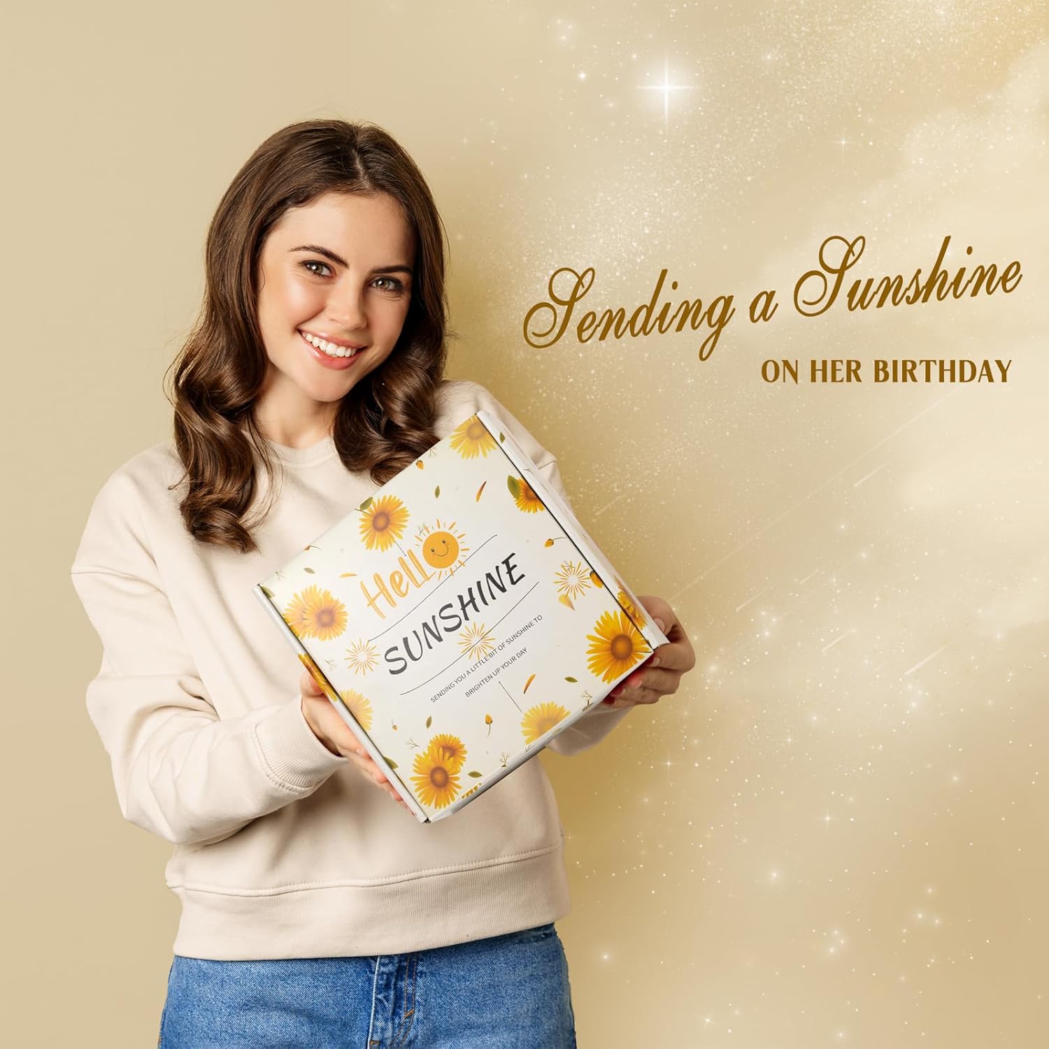 Yseoul Birthday Gifts for Women, Sunflower Gifts Sending Sunshine, 10 Pcs Get Well Soon Gifts Basket Unique Birthday Gifts Box for Thinking of You Her Sister Best Friend