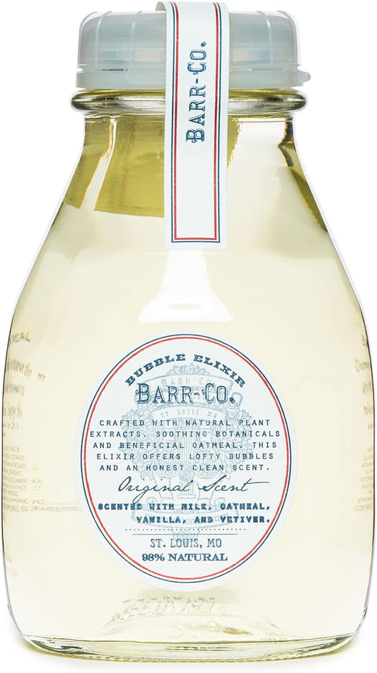 Barr-Co. Original Scent Bubble Bath Elixir, Vanilla Coconut Bath Soap with Oatmeal and Vetiver, Relaxing Bath Products for Women & Men, Natural Bath Soak, 16 fl oz