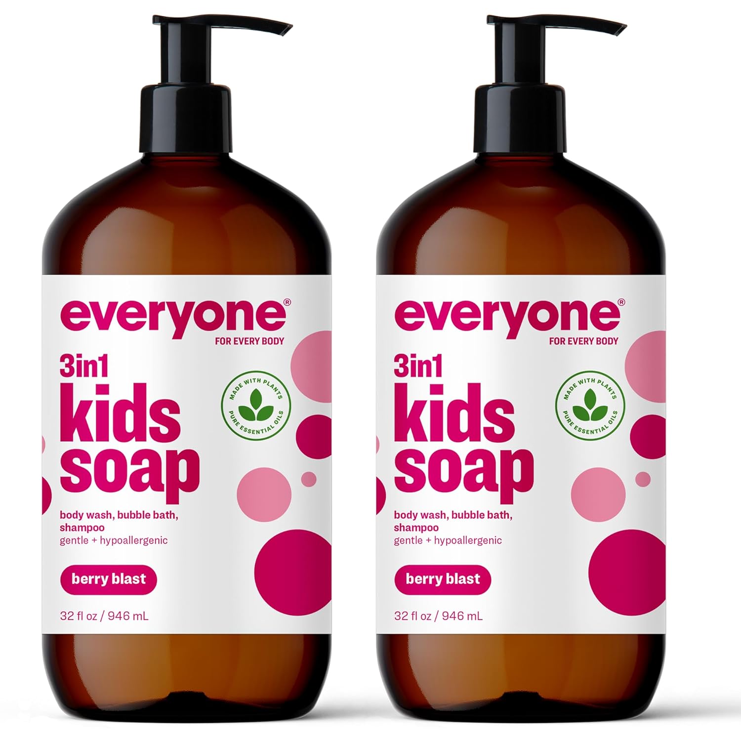 Everyone 3-in-1 Kids Soap, Body Wash, Bubble Bath, Shampoo, 32 Ounce (Pack of 2), Lavender Lullaby, Coconut Cleanser with Plant Extracts and Pure Essential Oils