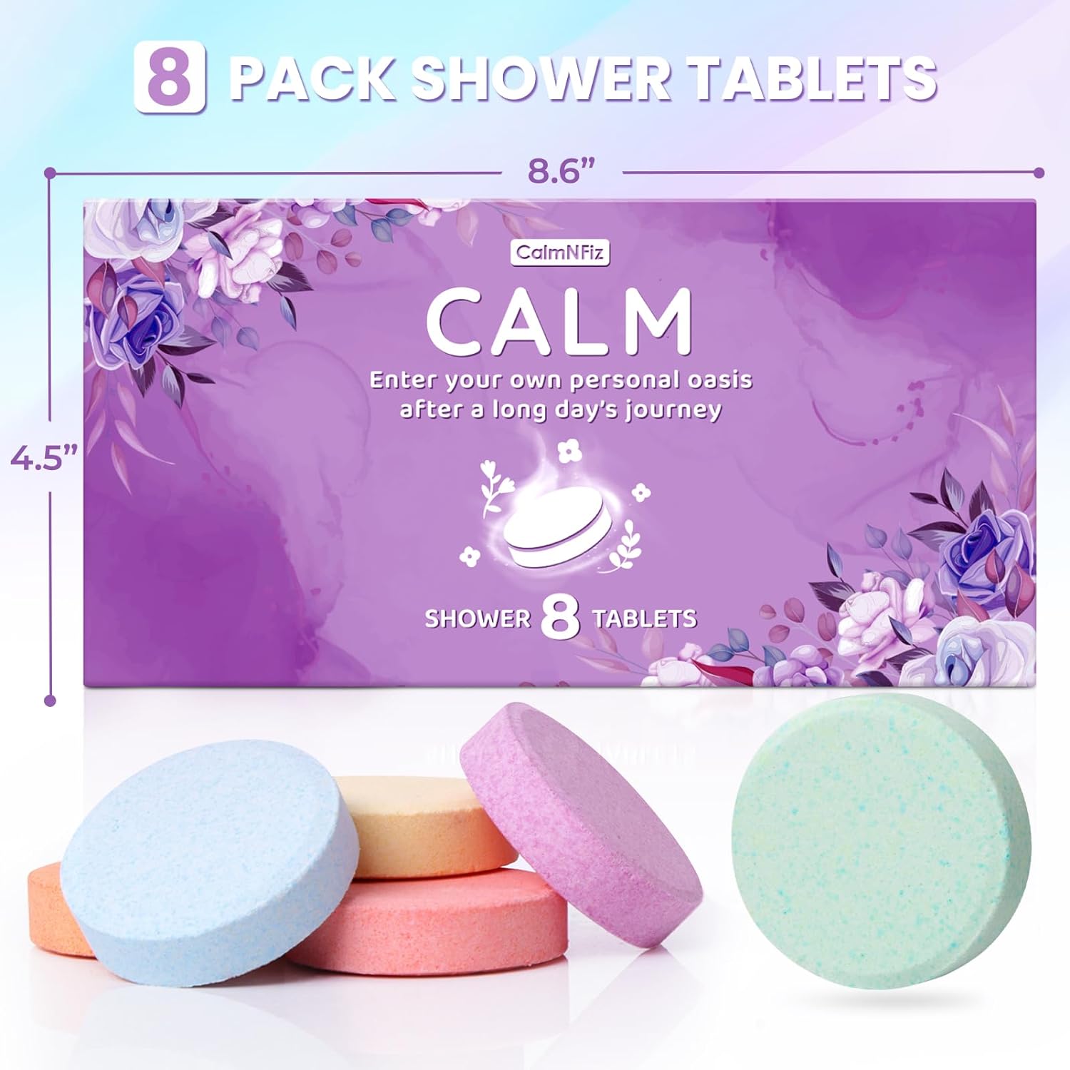 CalmNFiz Shower Steamers 8 Pcs - Scented Shower Bombs with Organic & Natural Fragrance, Bath and Body Works Bath Bombs, Birthday Anniversary Valentine’s Day Gifts for Women Who Have Everything