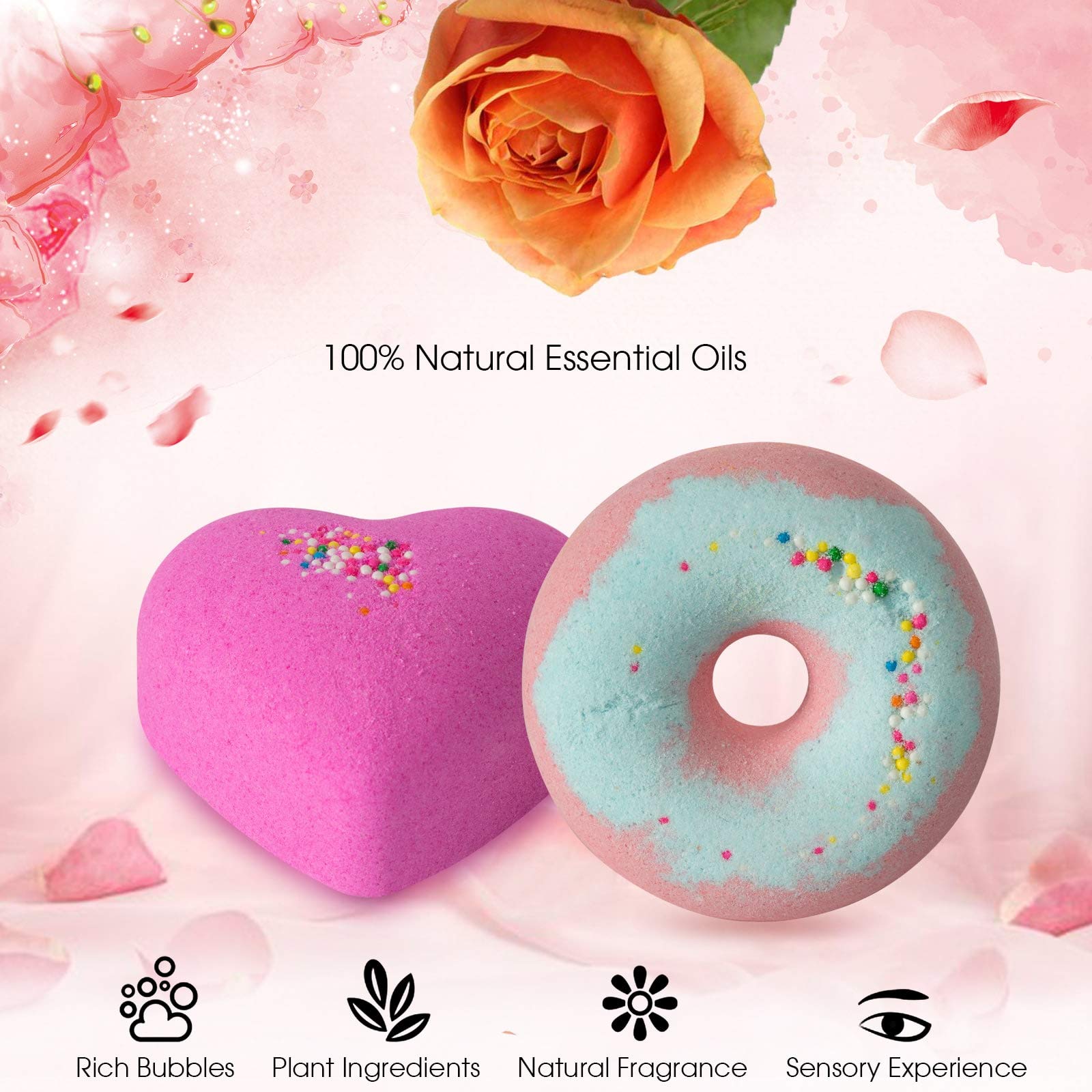 Bath Bombs,10 Natural Bath Bomb Gift Set, Organic Bubble Bath Bombs, Shea Butter Dry Skin Moisturize, Fizzy Spa Bath for Her Mom Women Kids Girls Girlfriend, Mothers Day Birthday