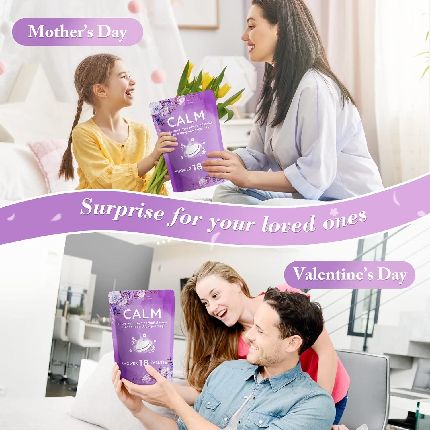 18 Pack Shower Steamers - Valentine's Day, Birthday Gifts - Shower Bombs with Lavender Mint Rose Coco Ocean Grapefruit Natural Fragrance, Self Care & Relaxation Gifts for Women and Men