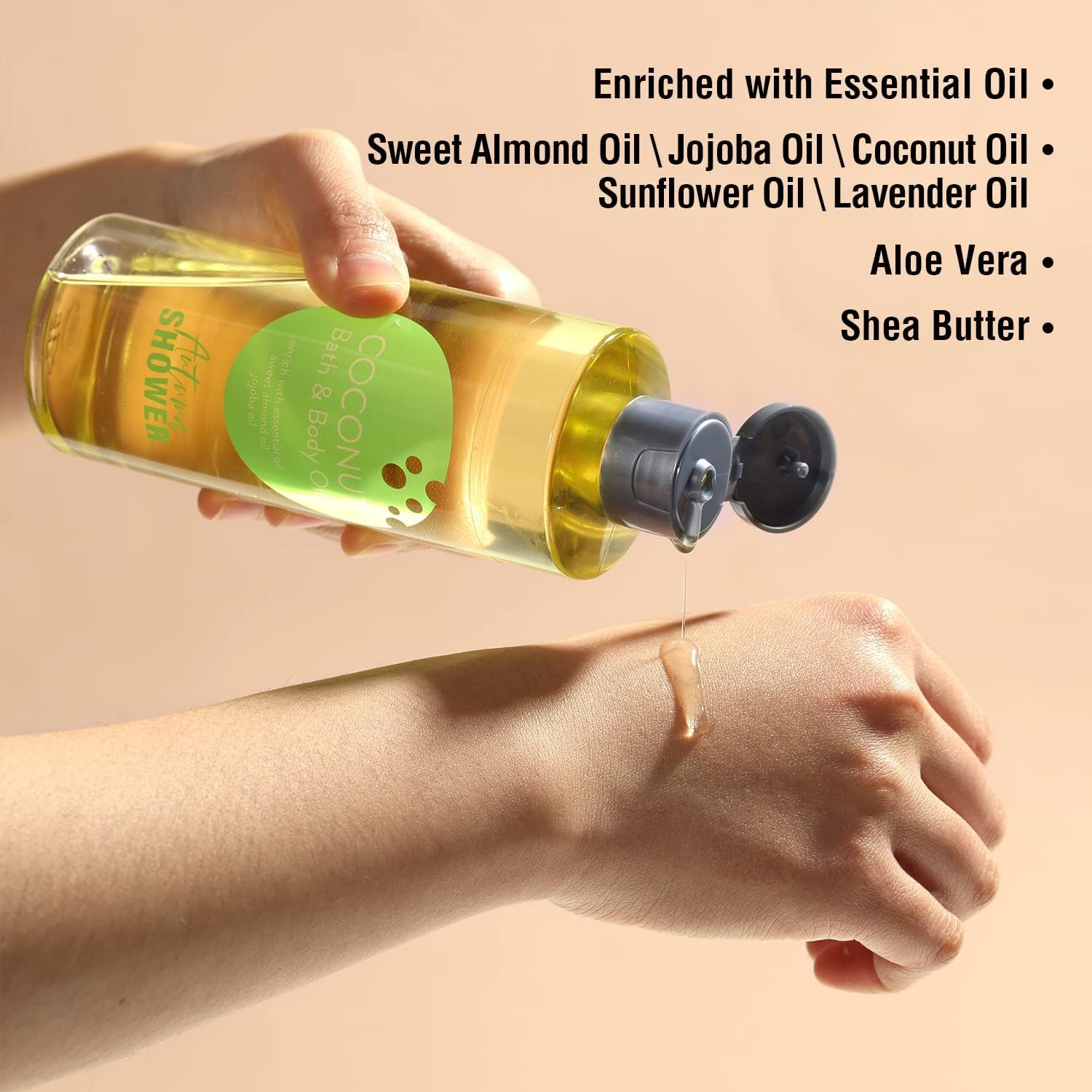 Bath and Body Oil Autumn Shower Body Oil with Sweet Almond Oil Jojoba Oil and Shea Butter, Lavender & Coconut Shower Oils Mother's Day Gift for Women Dry Skin Christmas Gift Set 17.6 fl oz (Pack of 2)