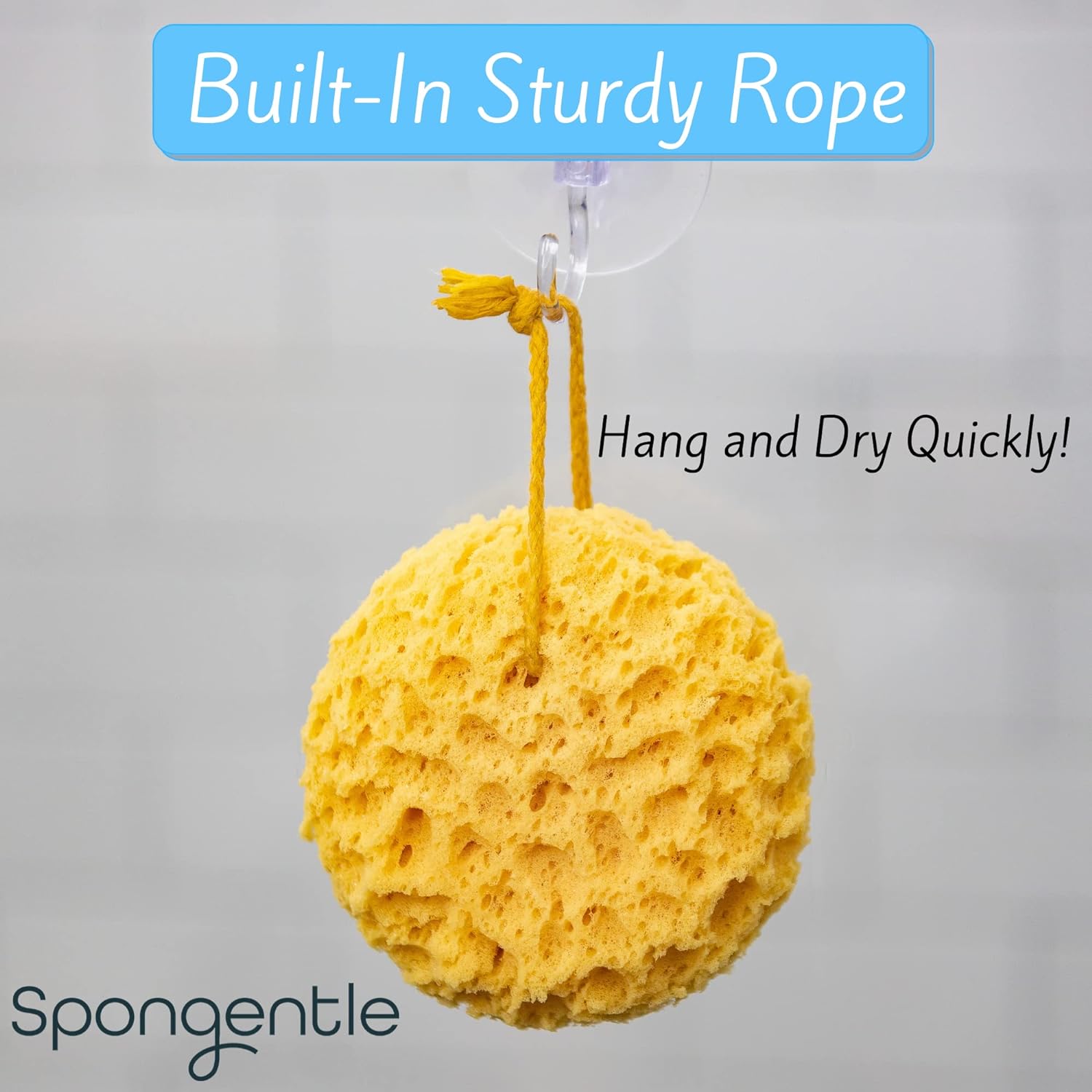 Spongentle Deep Cleansing Body Loofah Sponge, Natural Colors, for Bath and Shower, Multiple Textures for Gentle and Deep Exfoliation, Generous and Rich Lather, (Pack of 3)