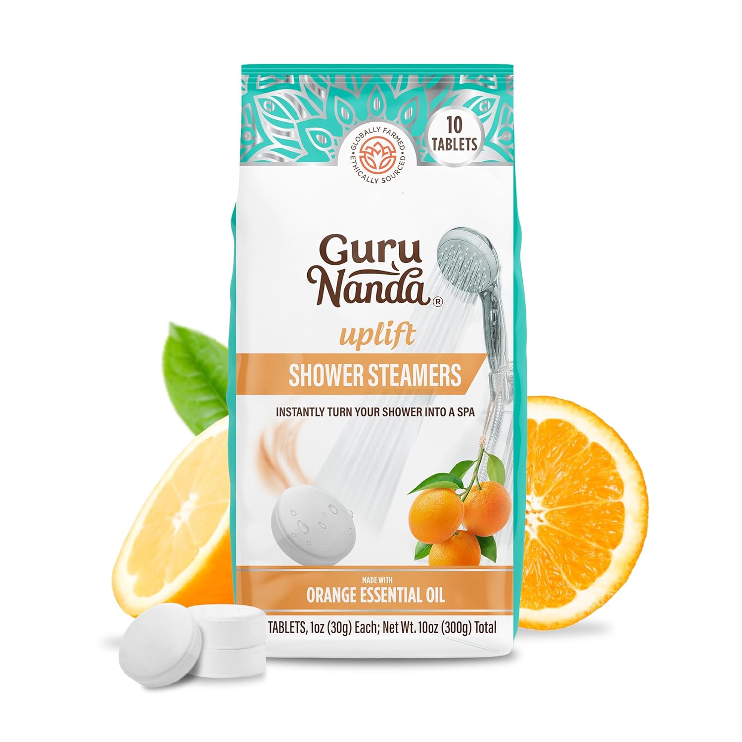 GuruNanda Breathe Shower Steamer Tablets (Pack of 10) - 100% Natural Eucalyptus Essential Oil helps with Congestion and Basil Supports Stress Relief & Mental Clarity - Perfect for Home Spa & Self Care