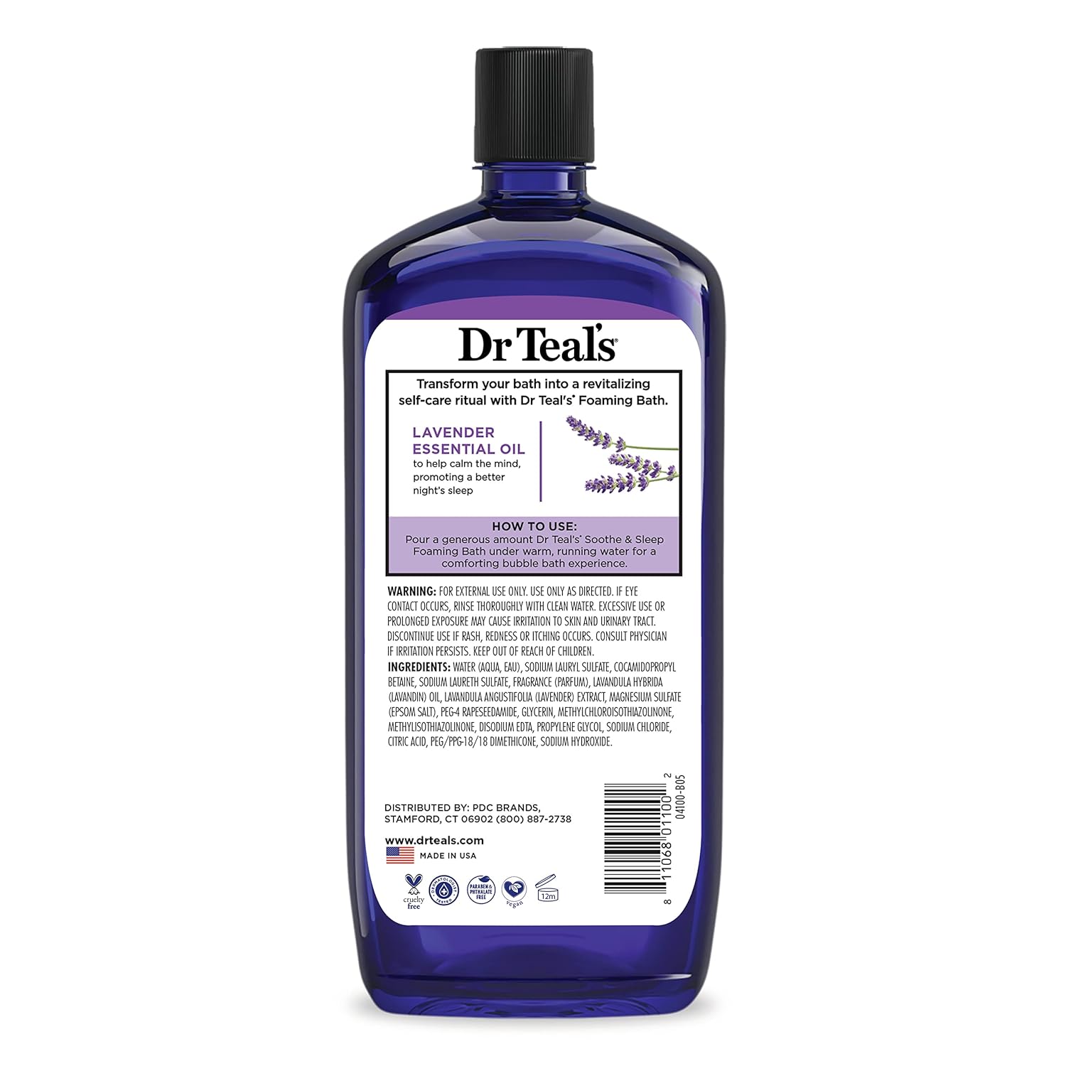 Dr Teal's Foaming Bath with Pure Epsom Salt, Soothe & Sleep with Lavender, 34 fl oz (Pack of 4) (Packaging May Vary)