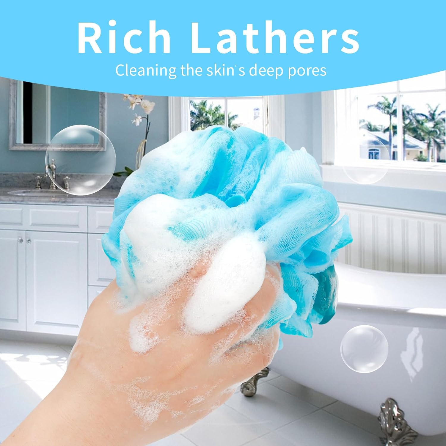 BCKENEY Bath Loofah Shower Sponge Body Back Scrubber Soft Mesh Shower Puffs Exfoliating Loofa for Women & Men Bath Accessories Cleaning Tool(4Pack 60G Forest Fairy)