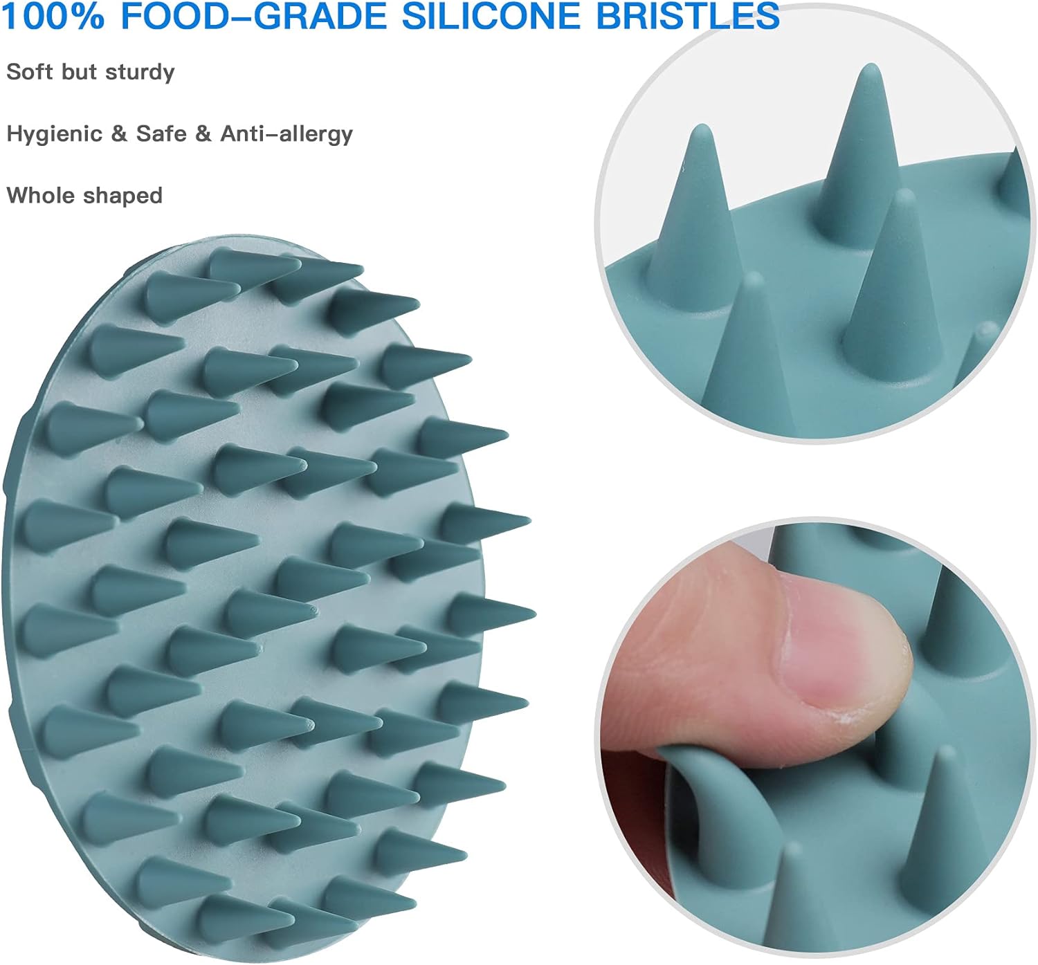 INNERNEED Food-Grade Soft Silicone Body Scrubber Shower Brush Handheld Cleansing Skin Brush, Gentle Exfoliating and Lather Well (Black)