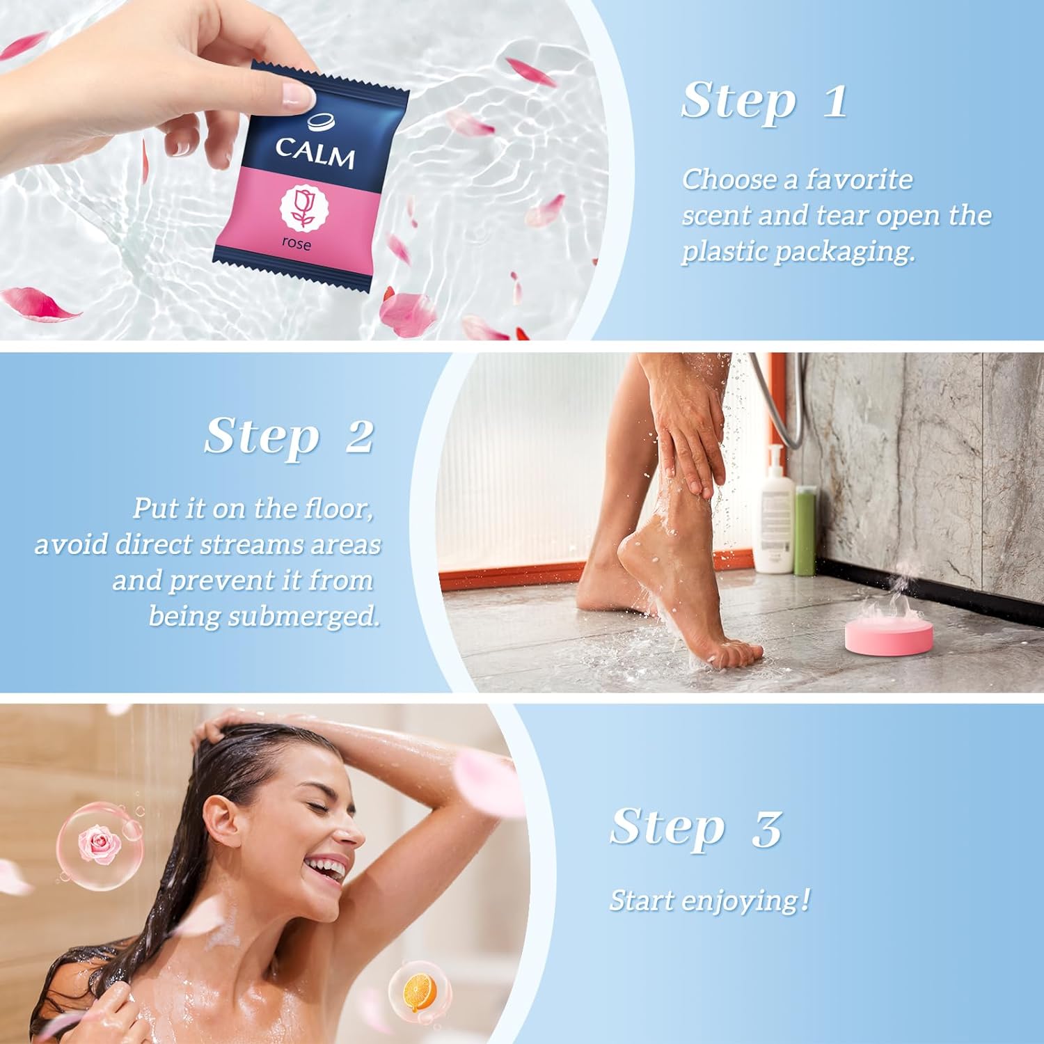 TranquilBliss Shower Steamers 6 Count, Scented Shower Bombs with Organic & Natural Fragrance, Self-Care & Relaxation Birthday Gifts for Women Who Have Everything