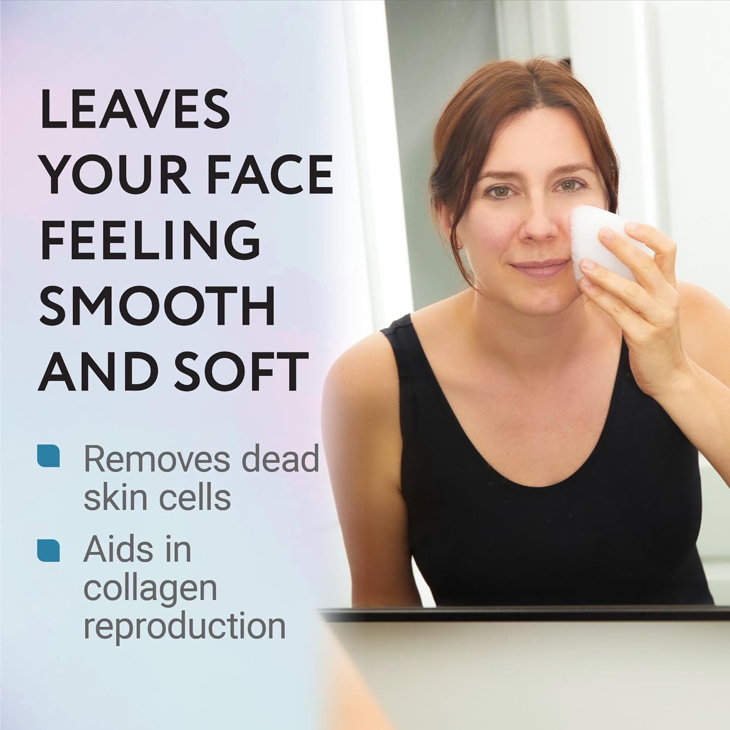 10 Pack Facial Sponge for Daily Cleansing and Gentle Exfoliating - Buff Exfoliating Facial Sponge Pads for Removing Dead Skin, Dirt, and Makeup - Christmas Gifts for Women - Made in The USA