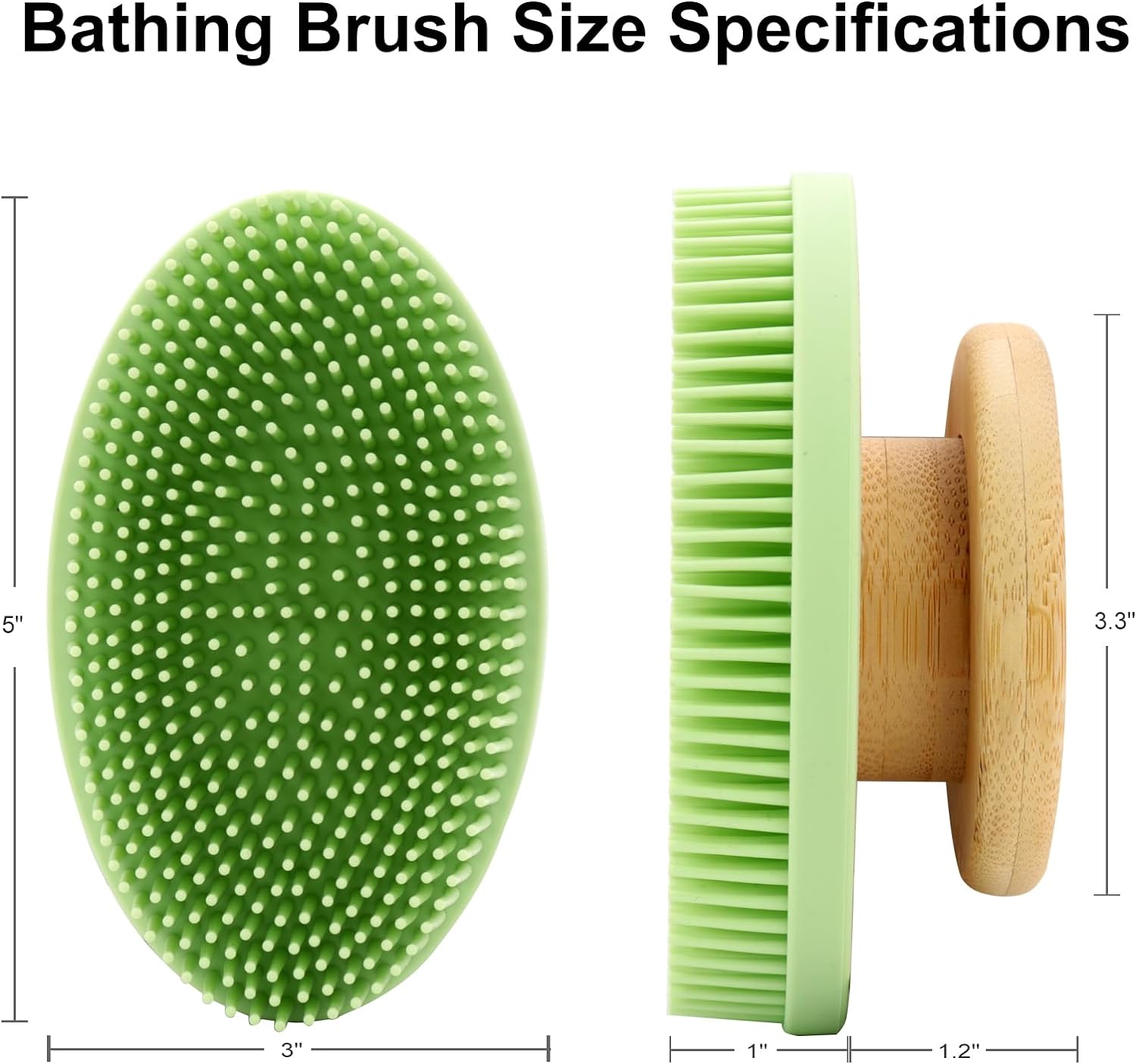 Ozner Food-Grade Soft Silicone Body Scrubber Shower Brush, Cleans and Removes Dead Skin - Foam-Rich Brush, Non-Slip Bamboo Handle Silicone Loofah, Durable and Easy to Clean, 1pc (Pink)