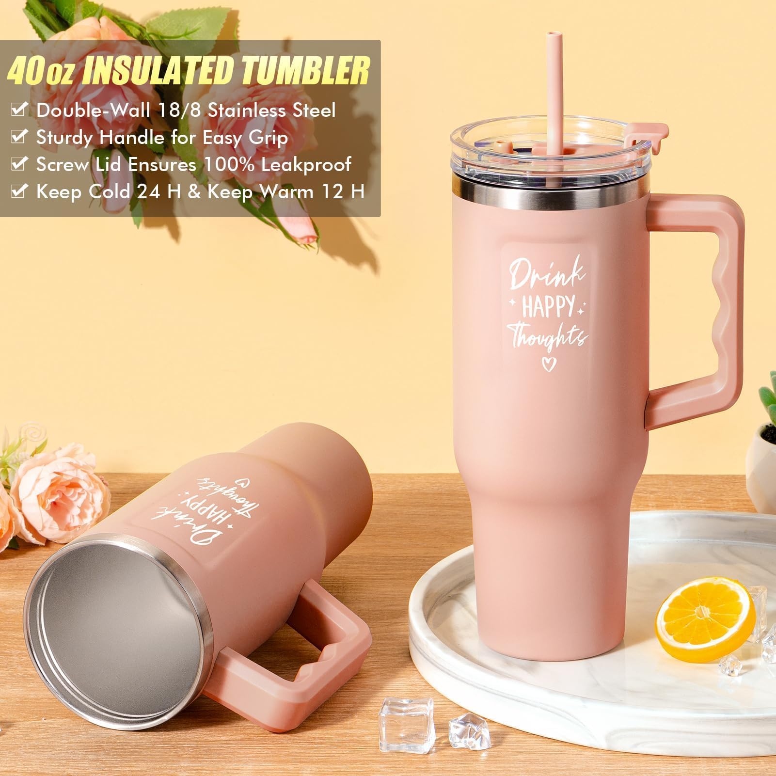 SEDUMBLISS NR 4 - Birthday Gifts for Women Self Care Get Well Soon Gifts, Rose Relaxing Spa Gifts Box Care Package Basket w/ Luxury Flannel Blanket 40 oz Tumbler, Christmas Gifts Set for Mom Her Wife Girlfriend Sister