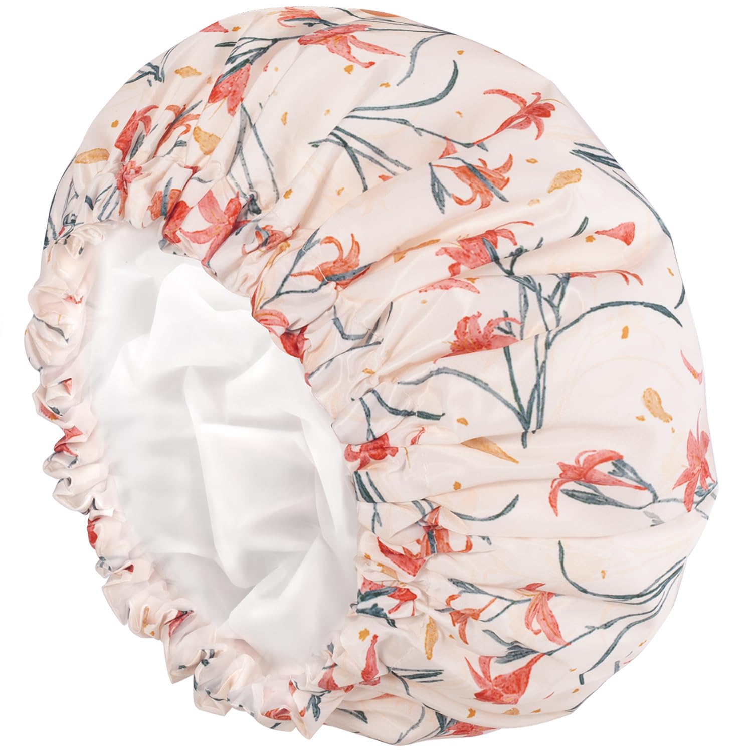 Aquior Shower Caps, Double Layer Waterproof Shower Cap for Women, Reusable Large Shower Cap for all Hair Lengths with EVA Lining, Soft Bath Shower Caps