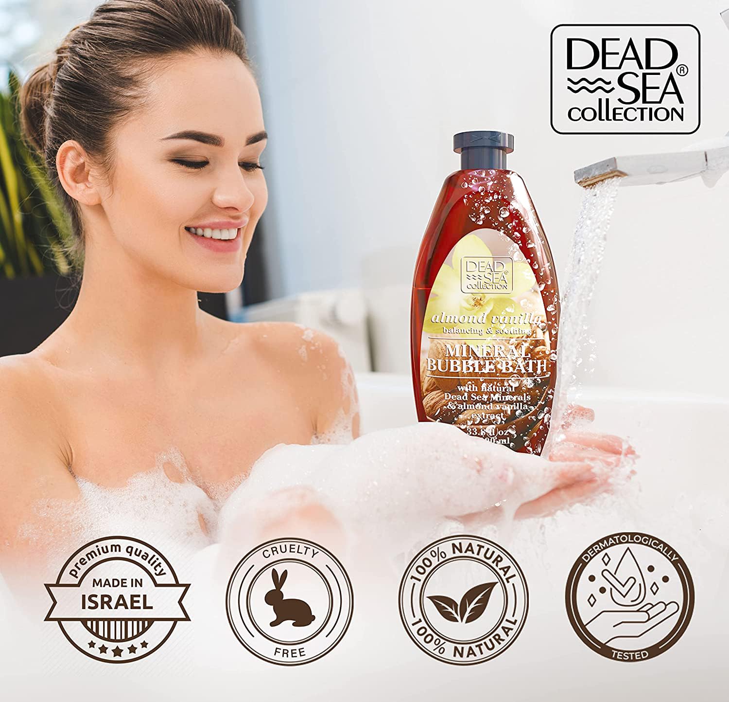 Dead Sea Collection Bubble Bath for Women and Men - with Coconut Oil and Natural Minerals - Nourishing and Moisturizing Skin - Pack of 2 (67.6 fl.oz)