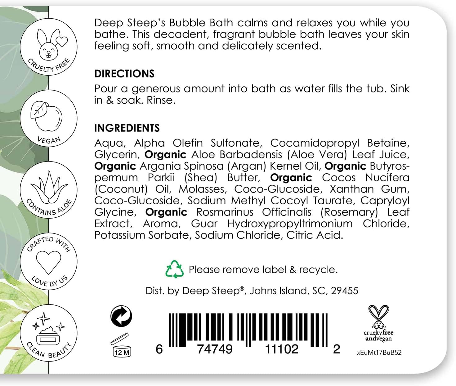 Deep Steep Bubble Bath, 17 Ounce (Pack of 2) (Vanilla Coconut)