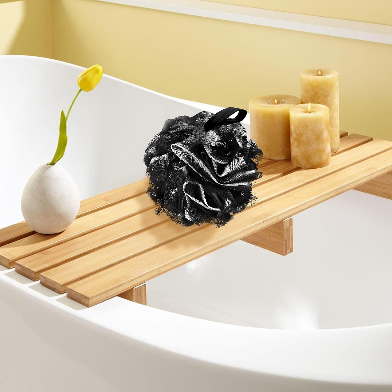 FARMOGA Bath Loofah Sponge Back Scrubber Shower Sponge Soft Mesh Exfoliator Pouf Shower Ball Bath Sponges for Women and Men Bath Accessories (4Pcs 50g Multi Colour)