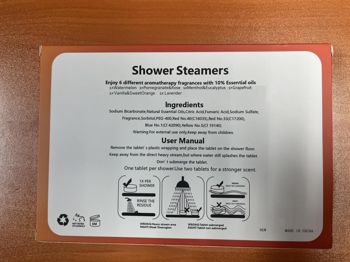 Shower Steamers Shower Bombs Aromatherapy Set of 6, SPA Gifts. Perfect Gifts for Birthday, Mother's Day, Valentine's Day, Easter Day