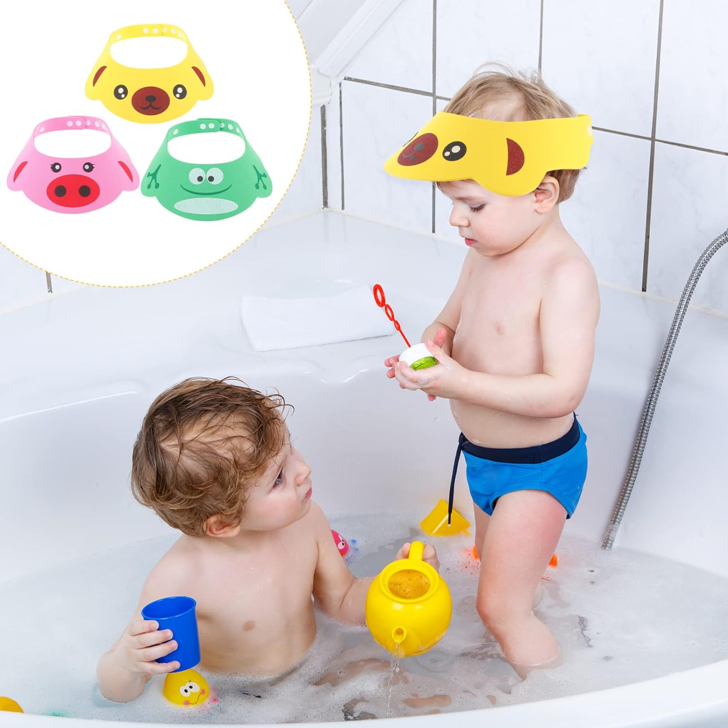 Toddmomy 3pcs Children's Shampoo Cap Infant Bathtub Baby Bathing Hat Baby Shower Shield Hair Washing Cap Bath Cap Kids Visor Baby Hair Washing Shield Toddler Eva Bath Products Protection