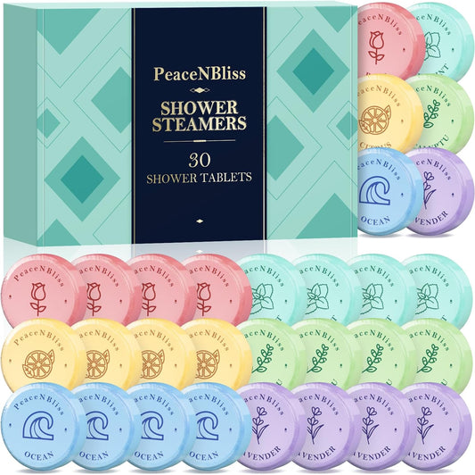 30 Pack Shower Steamers, Shower Bath Bombs with Natural Fragrance - Christmas Gifts Stocking Stuffers – Self-Care Gifts for Women and Men, Relaxation Birthday Gifts