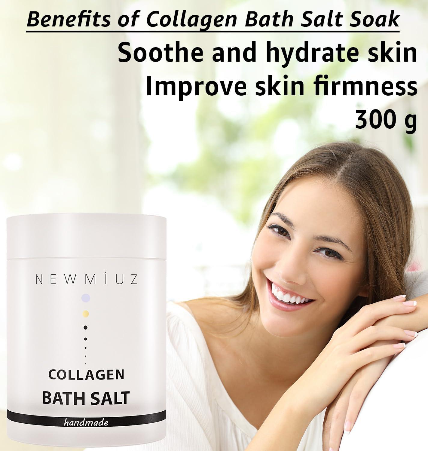 Collagen Bath Salt Soak Moisturize Soften Skin Magnesium Coconut Oatmeal Honey Epsom Salt Luxury Spa Destress Relaxation Gifts for Women and Men