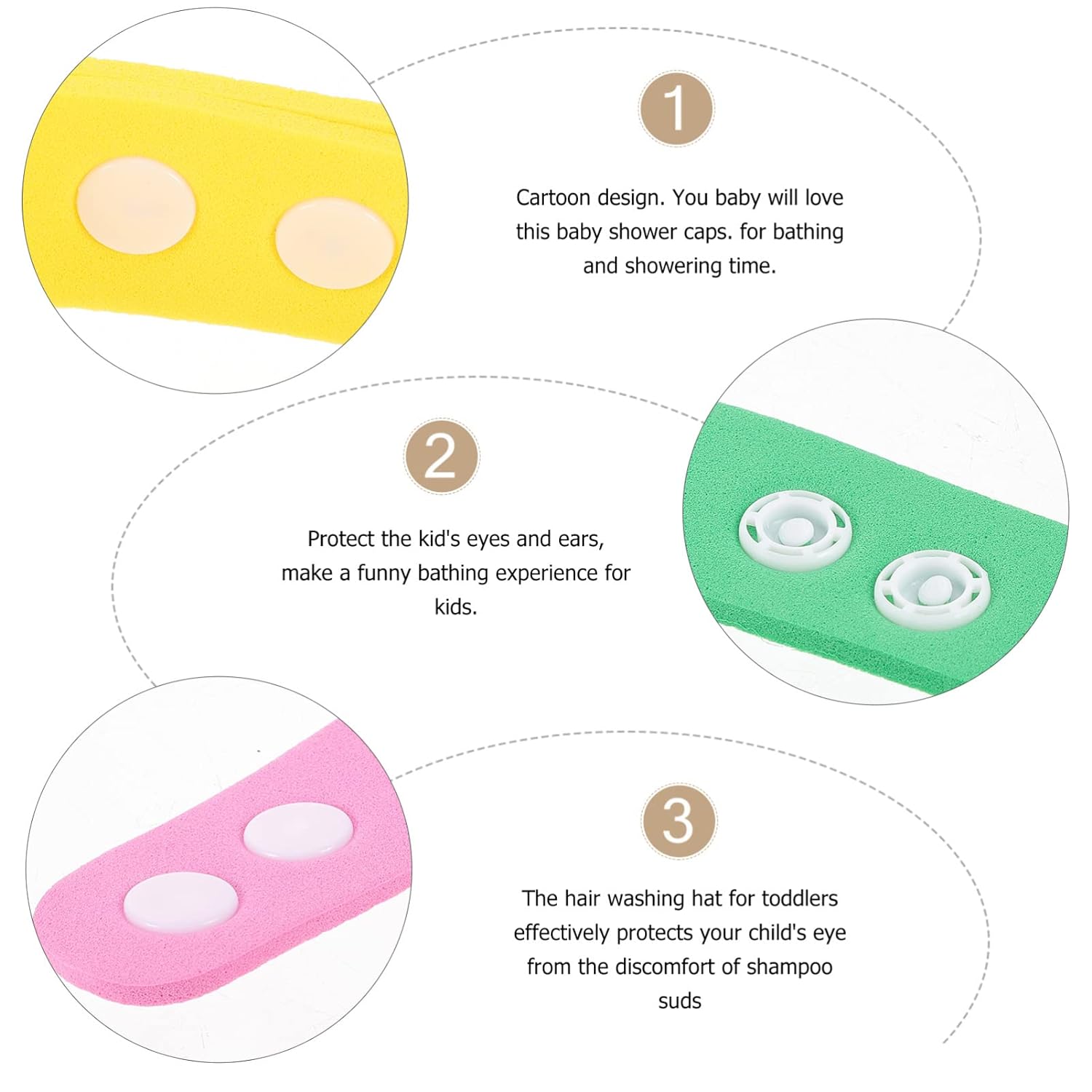 Toddmomy 3pcs Children's Shampoo Cap Infant Bathtub Baby Bathing Hat Baby Shower Shield Hair Washing Cap Bath Cap Kids Visor Baby Hair Washing Shield Toddler Eva Bath Products Protection