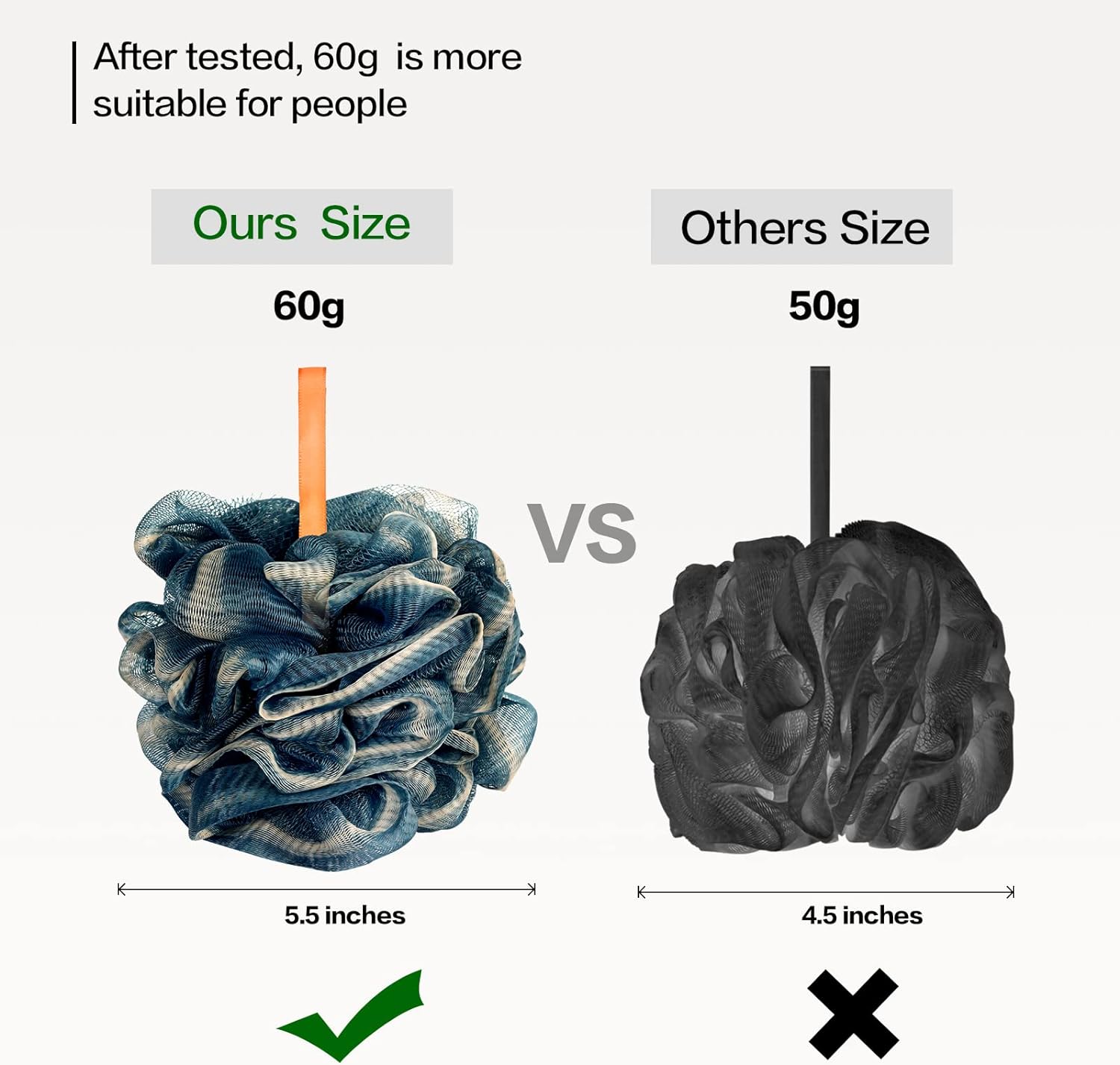 Fishent Bath Loofah Sponge, 3 Pack loofahs Exfoliating Body Scrubber, 60g Soft Mesh Pouf Shower Puffs, Loofa for Women (Pink-Peach-Coral)