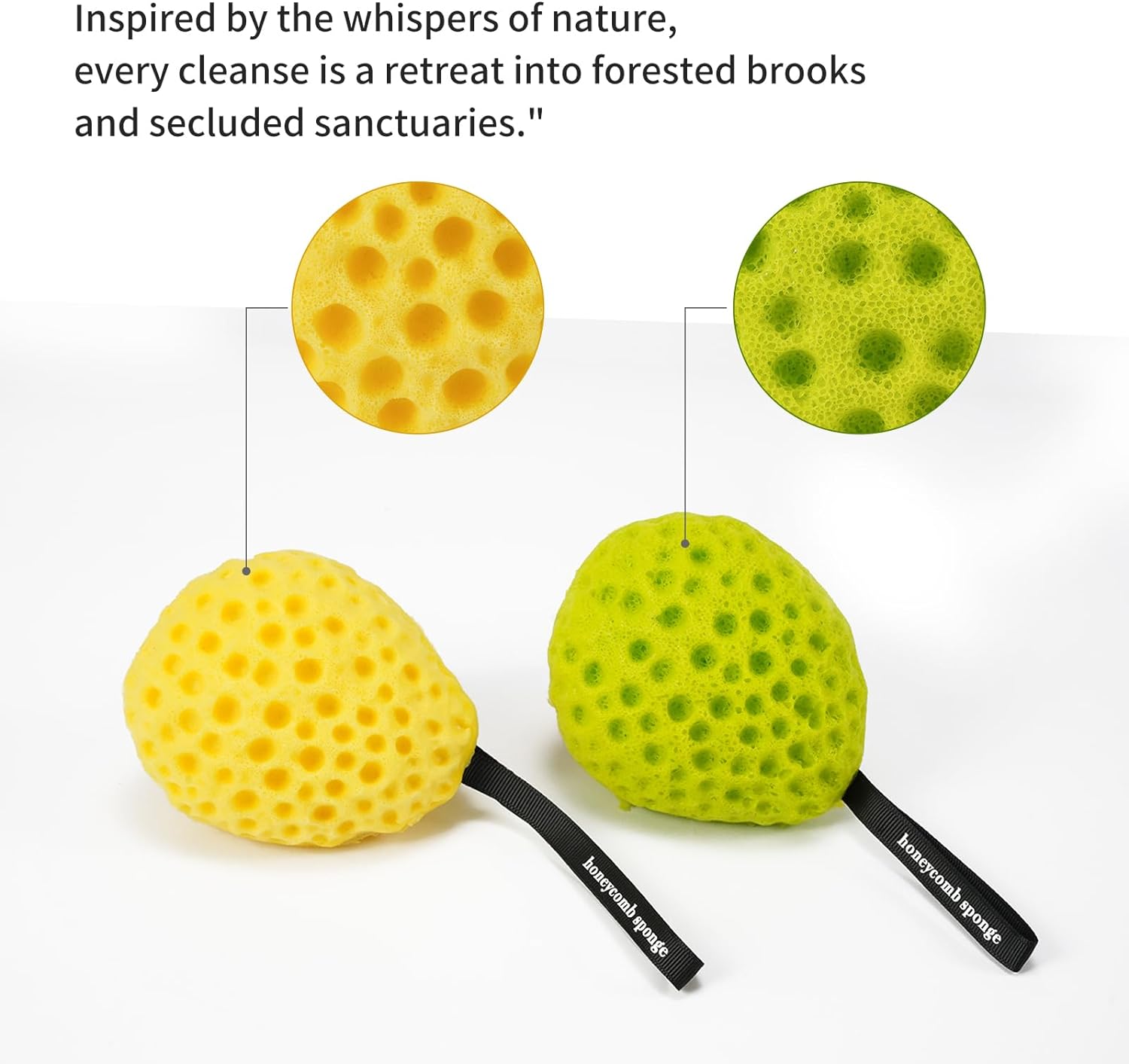 Bath Sponge Set by YABAHU: Luxurious Dual-Tone - Revitalizing Lemon Yellow & Fresh Morning Dew Lime Green, Ultra-Soft Eco-Friendly Material, Expandable Artistry