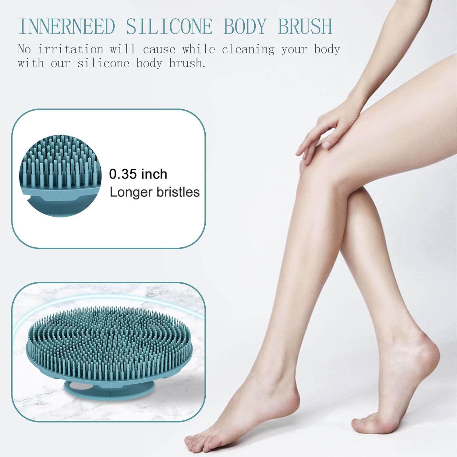 INNERNEED Food-Grade Soft Silicone Body Scrubber Shower Brush Handheld Cleansing Skin Brush, Gentle Exfoliating and Lather Well (Black)