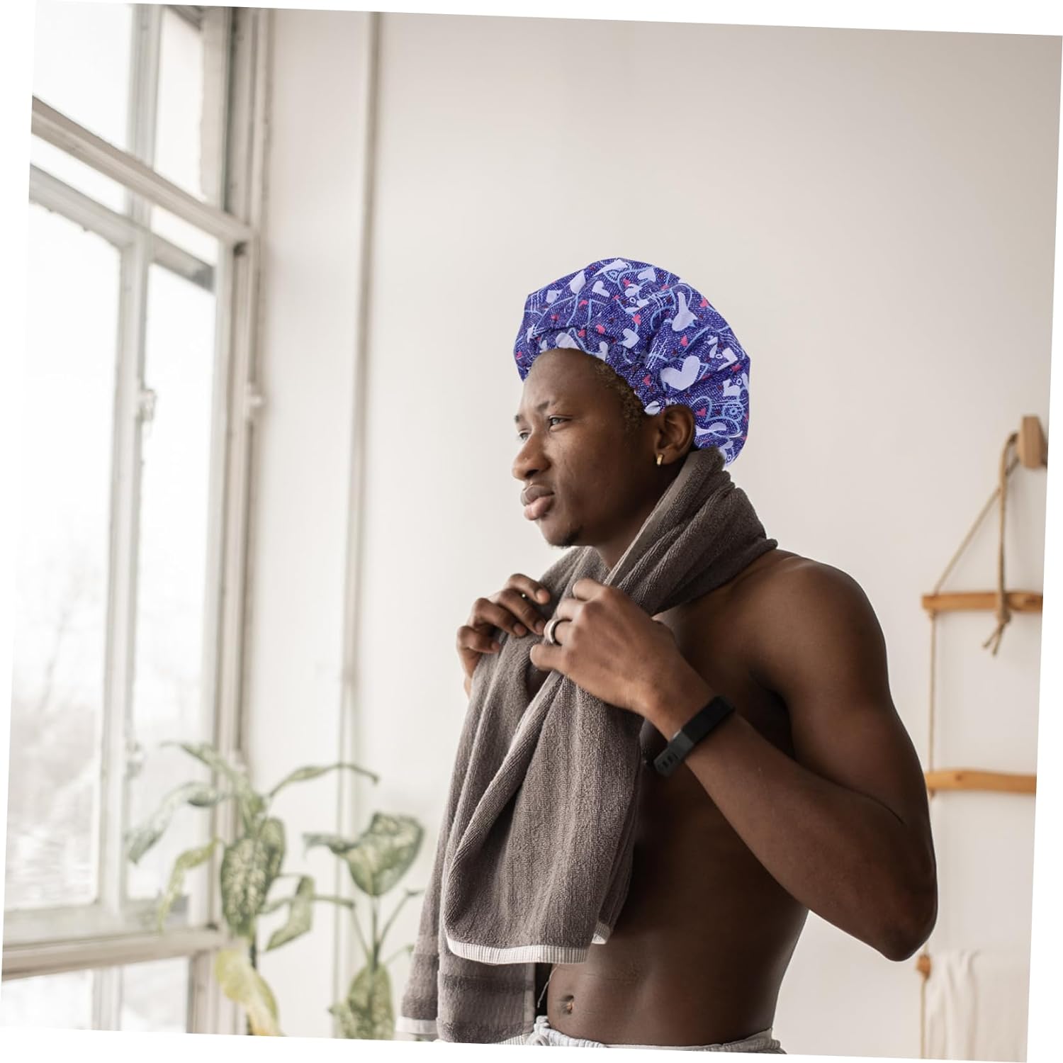 1pc men's shower cap spa head wrap bath shower caps bath cap satin headbands for women kids spa headband shower caps for women reusable turban tomorrow bow tie bath products man