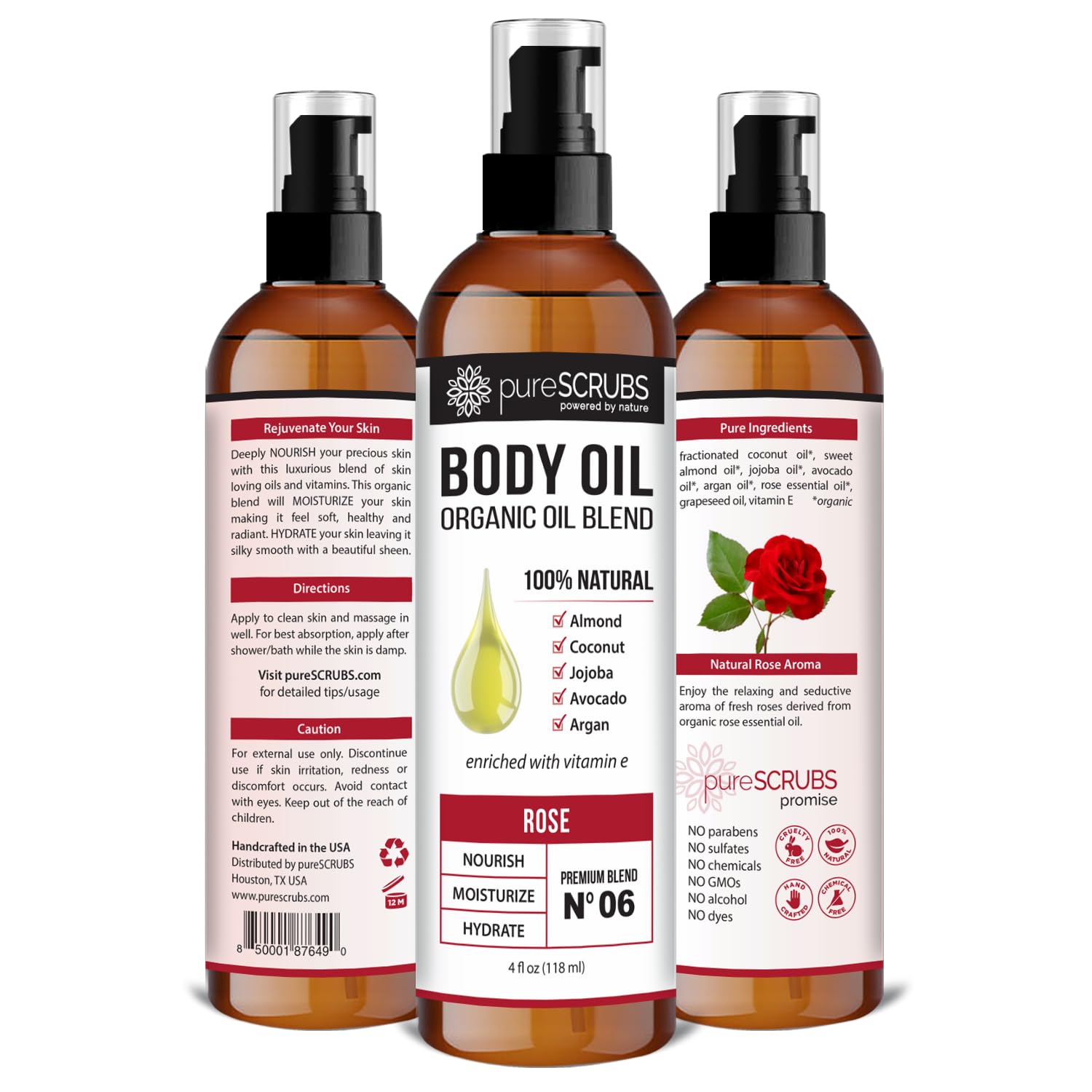 pureSCRUBS Ultra Moisturizing SANDALWOOD BODY OIL Spray For Dry Skin, Massage, Cuticles & More, Organic Blend of Jojoba, Argan, Coconut, Sweet Almond & Avocado Oils Enriched with Vitamin E - Lg 4oz