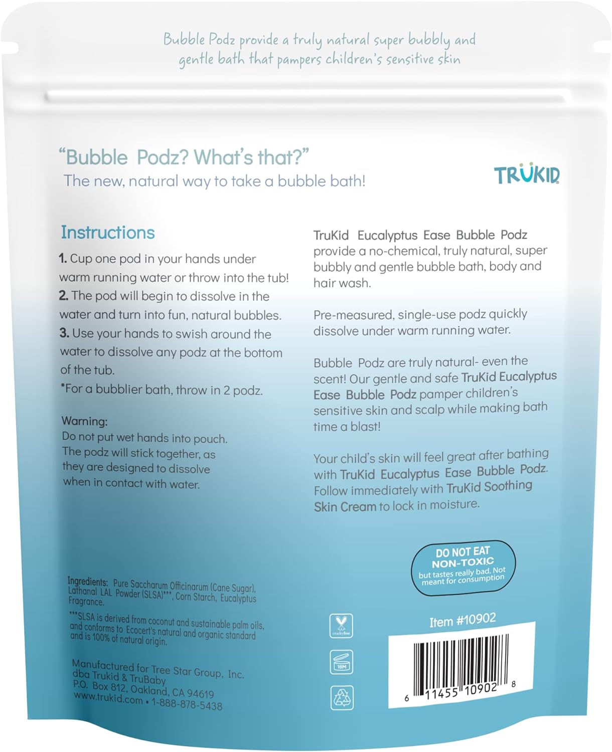 TruKid Bubble Podz for Baby, Refreshing Bubble Bath for Dry, Sensitive & Soft Skin, pH Balanced for Eye Sensitivity, Enriched with Lavender Flower, Lavender Scent, All Natural Ingredients (24 Podz)