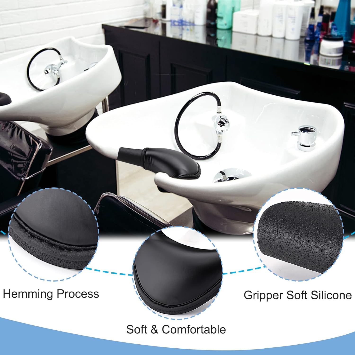Noverlife Soft Silicone Shampoo Bowl Neck Rest, Non-Slip Shampoo Bowl Neck Pillow, Salon Sink Neck Cushion with Suction Cups, Salon Silicone Hair Washing Neck Pillow for Salon Hair Spa Washing Basin