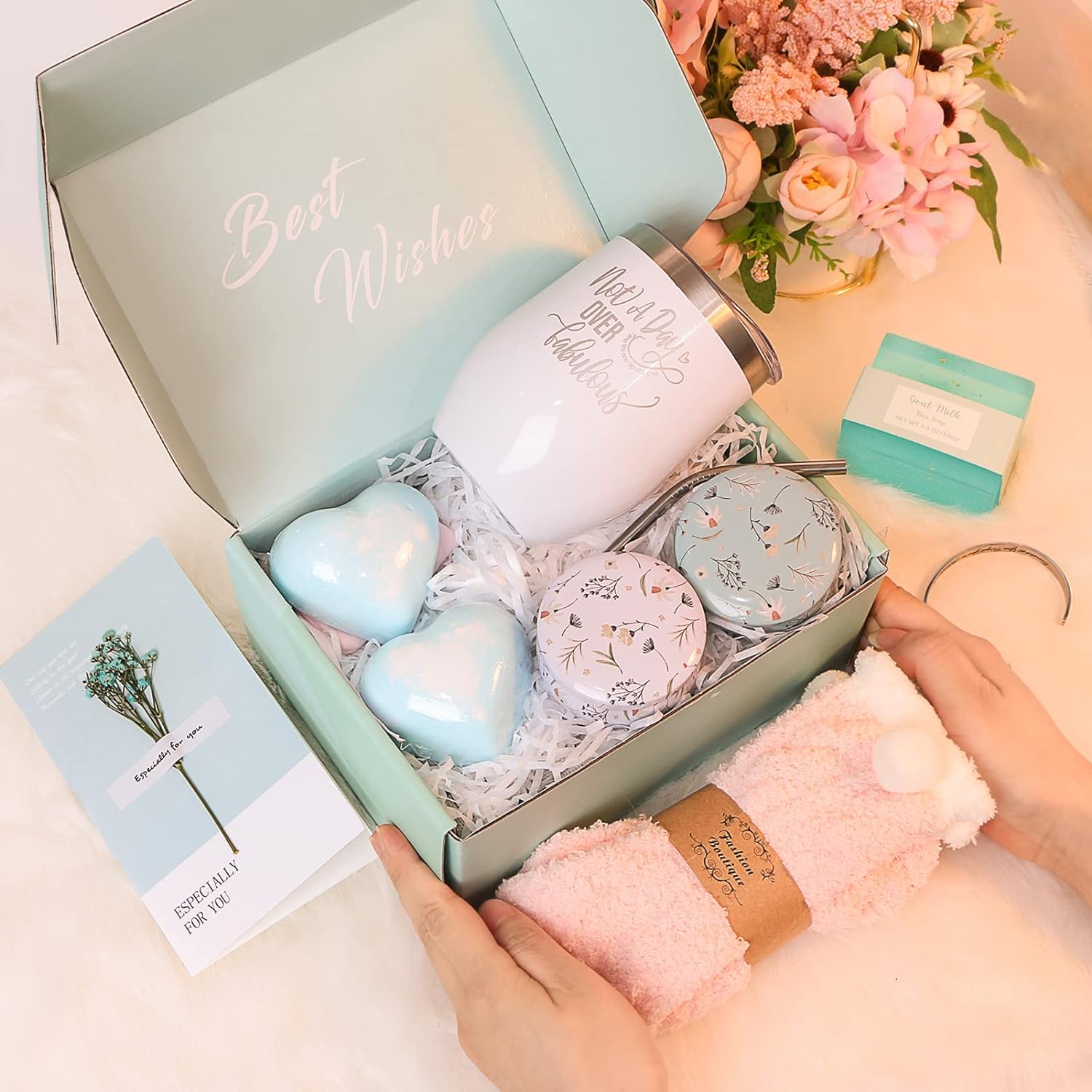 Happy Birthday Gifts for Women, Valentines Day Gifts for Her Mom Sister Best Friend Wife Coworker Teacher, Spa Gift Basket for Women Gift Box, Unique Birthday Gift Ideas for Women Who Have Everything