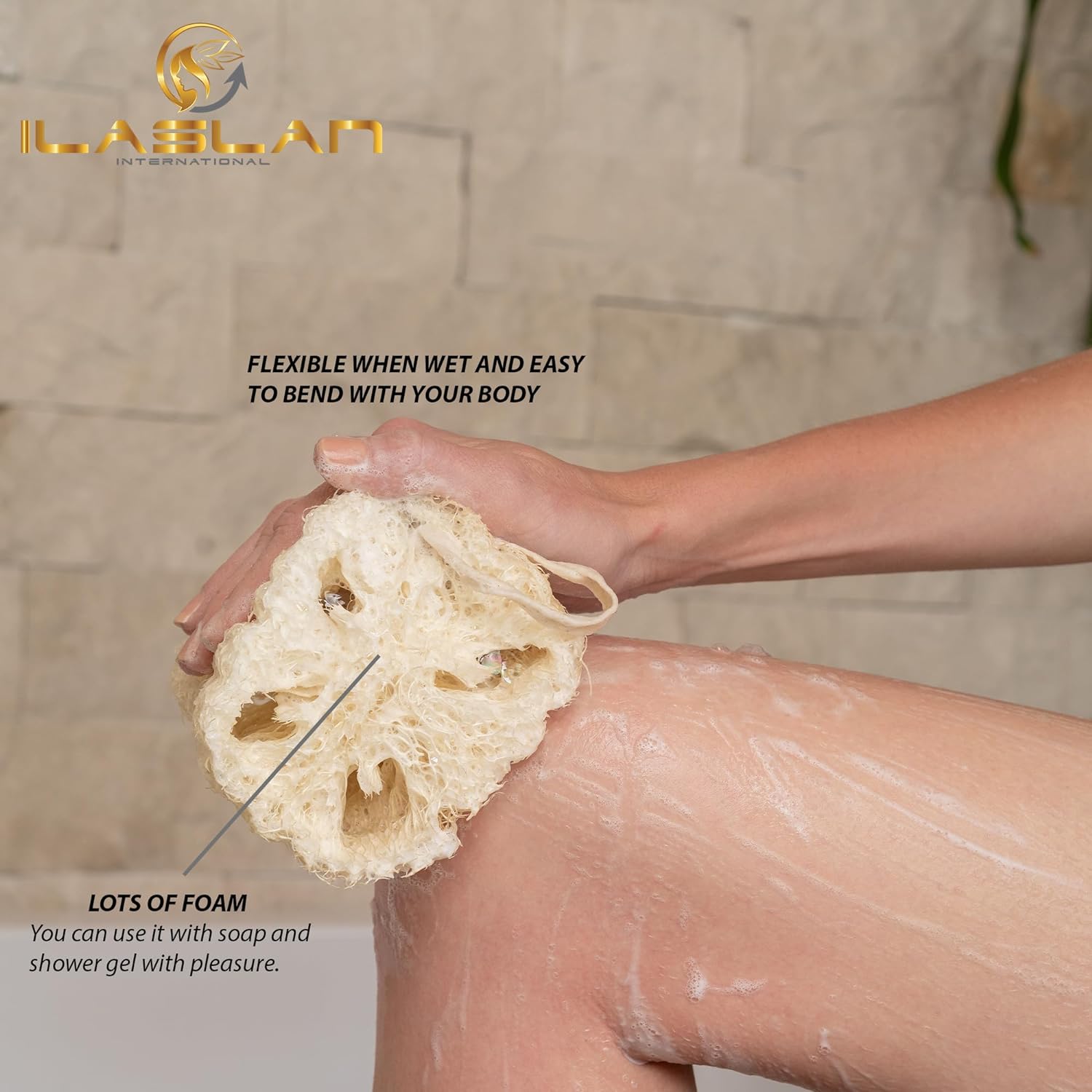 Natural Loofah Body Scrubber Sponge | Exfoliating Bath Sponge for Men and Women | Spa Quality, Exfoliator Deep Cleaning, 3 Count (1 Pack)