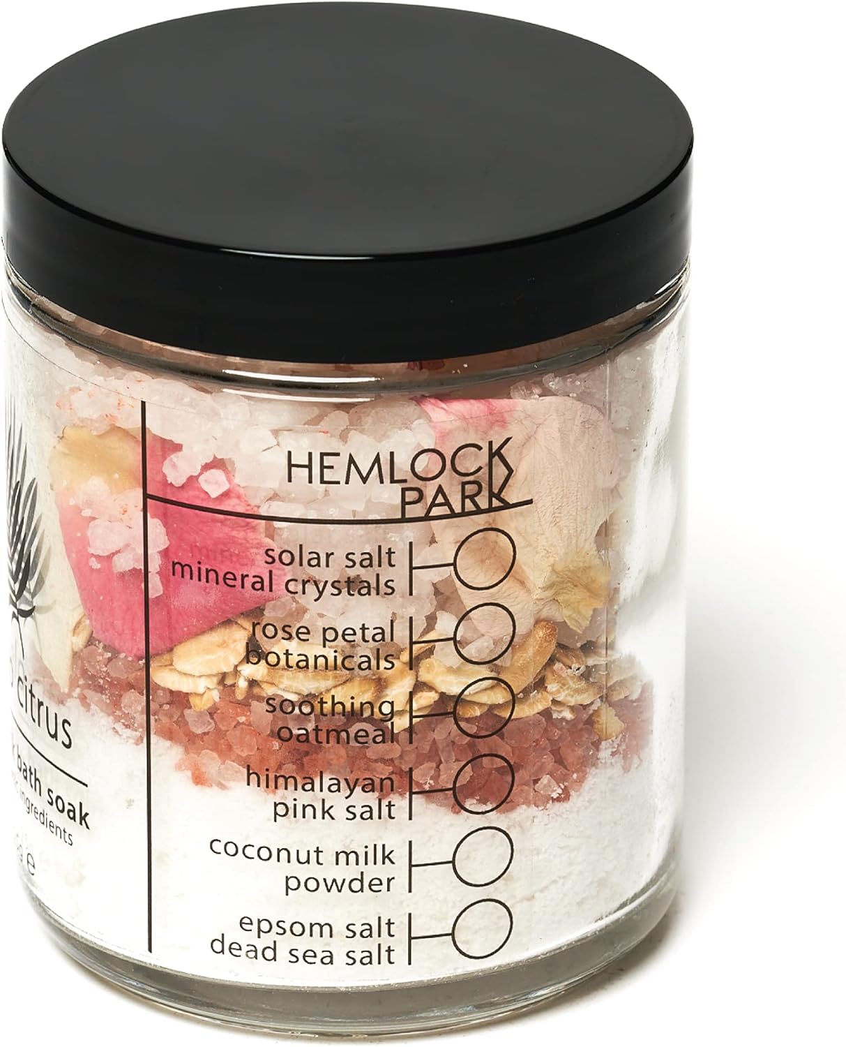Hemlock Park Coconut Milk Bath Soak | Organic Coconut Milk, Botanicals, Dead Sea, Epsom, and Himalayan Pink Mineral Salts (Pomelo Citrus, 8 oz)