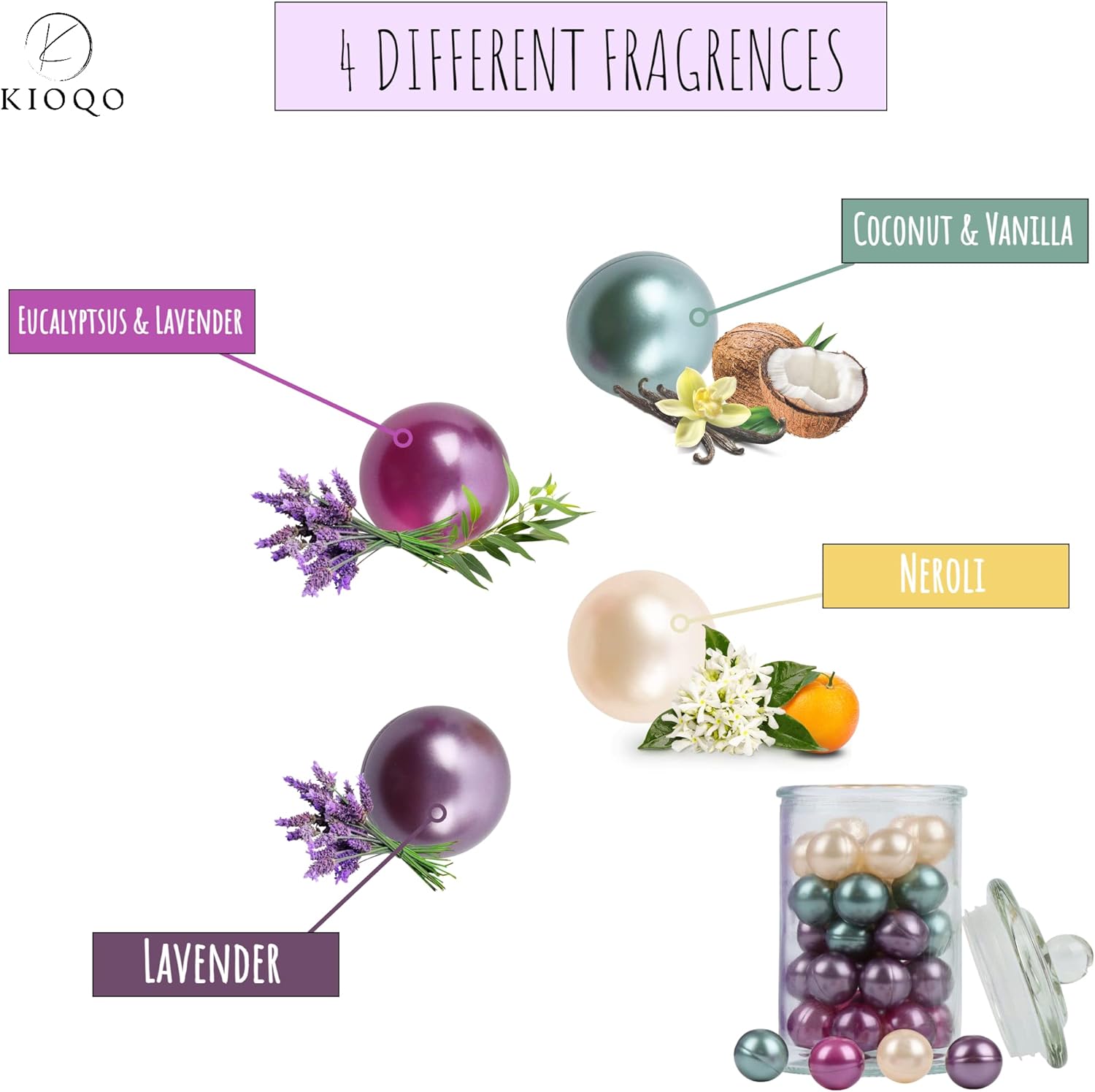 KIOQO Bath Oil Beads for tub 90s | Bath Pearls Beads with Oil Bulk | Bath Oil Pearls | 100% Natural Bath Oil Pearl for Bathtub Gift Set | Pack of 40