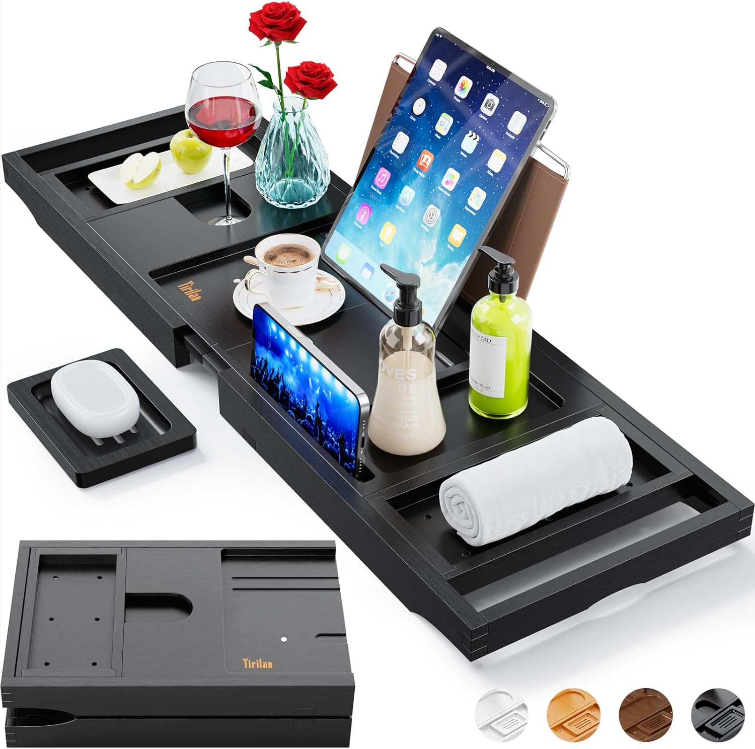 Luxury Bathtub Tray Caddy - Expandable Bath Tray - Unique House Warming Gifts, New Home, Anniversary & Wedding Gifts for Couple, Bridal Shower Gift for Women