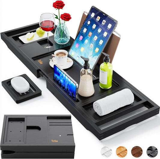 Luxury Bathtub Tray Caddy - Expandable Bath Tray - Unique House Warming Gifts, New Home, Anniversary & Wedding Gifts for Couple, Bridal Shower Gift for Women