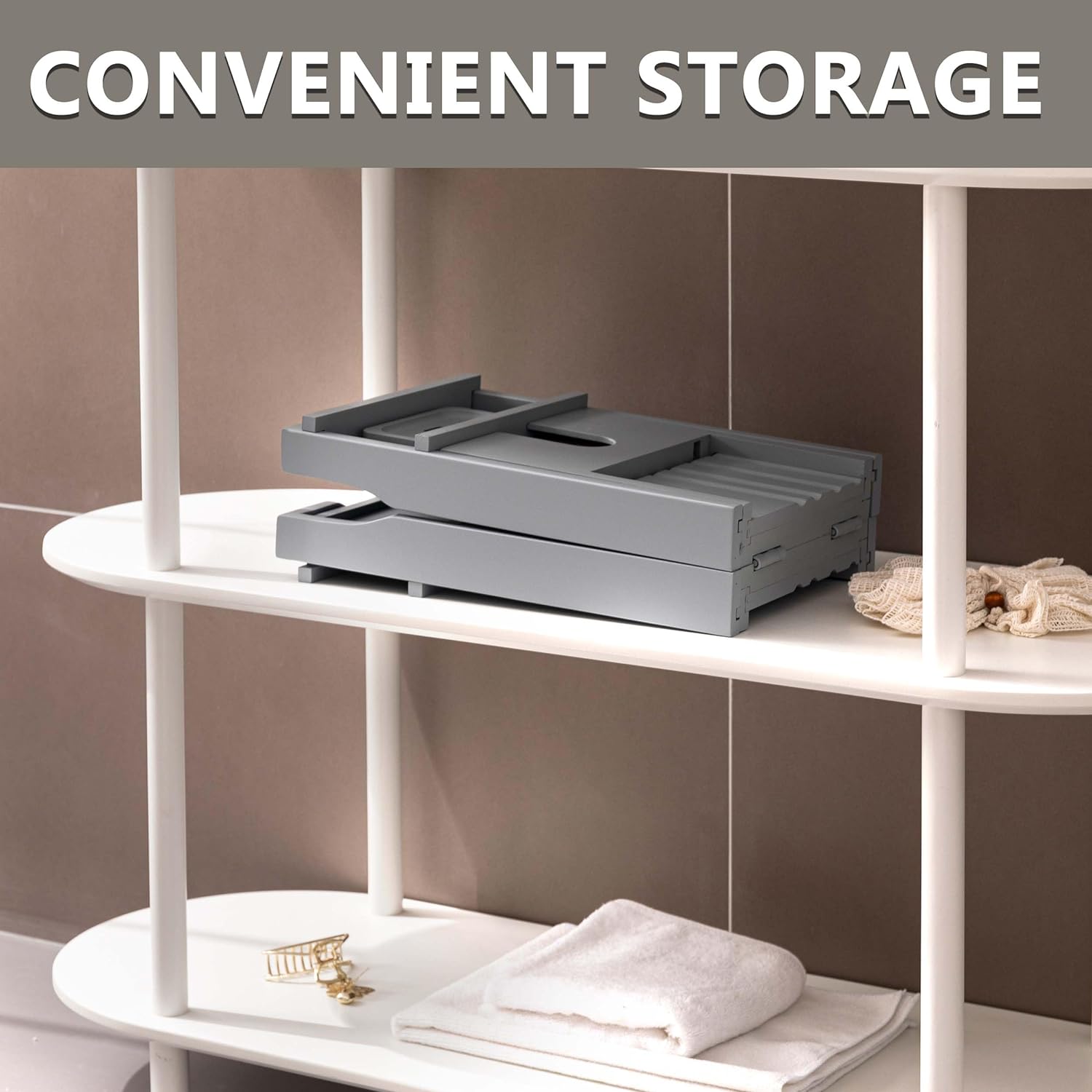 HBlife Bathtub Caddy Tray Foldable Bamboo Bath Table Tray with Book and Wine Glass Holder, Expandable Bathroom Accessories