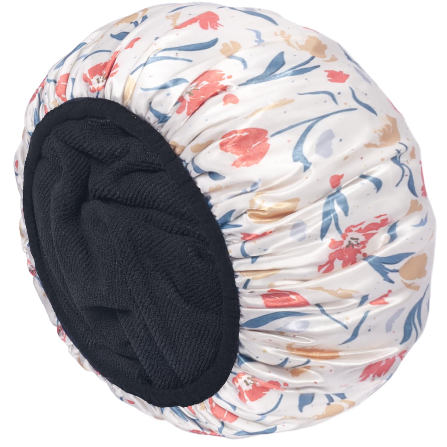 Aquior Shower Cap,Terry Cloth Lined Shower Cap for Women Reusable, Triple Layer Waterproof Bath Cap, Extra Large for Women Long Hair