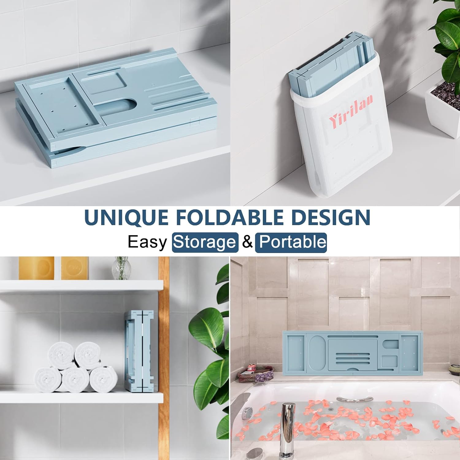 Yirilan Premium Bathtub Tray Caddy - Expandable Bath Tray - Unique House Warming Gifts, New Home, Anniversary & Wedding Gifts for Couple, Bridal Shower Gift for Women